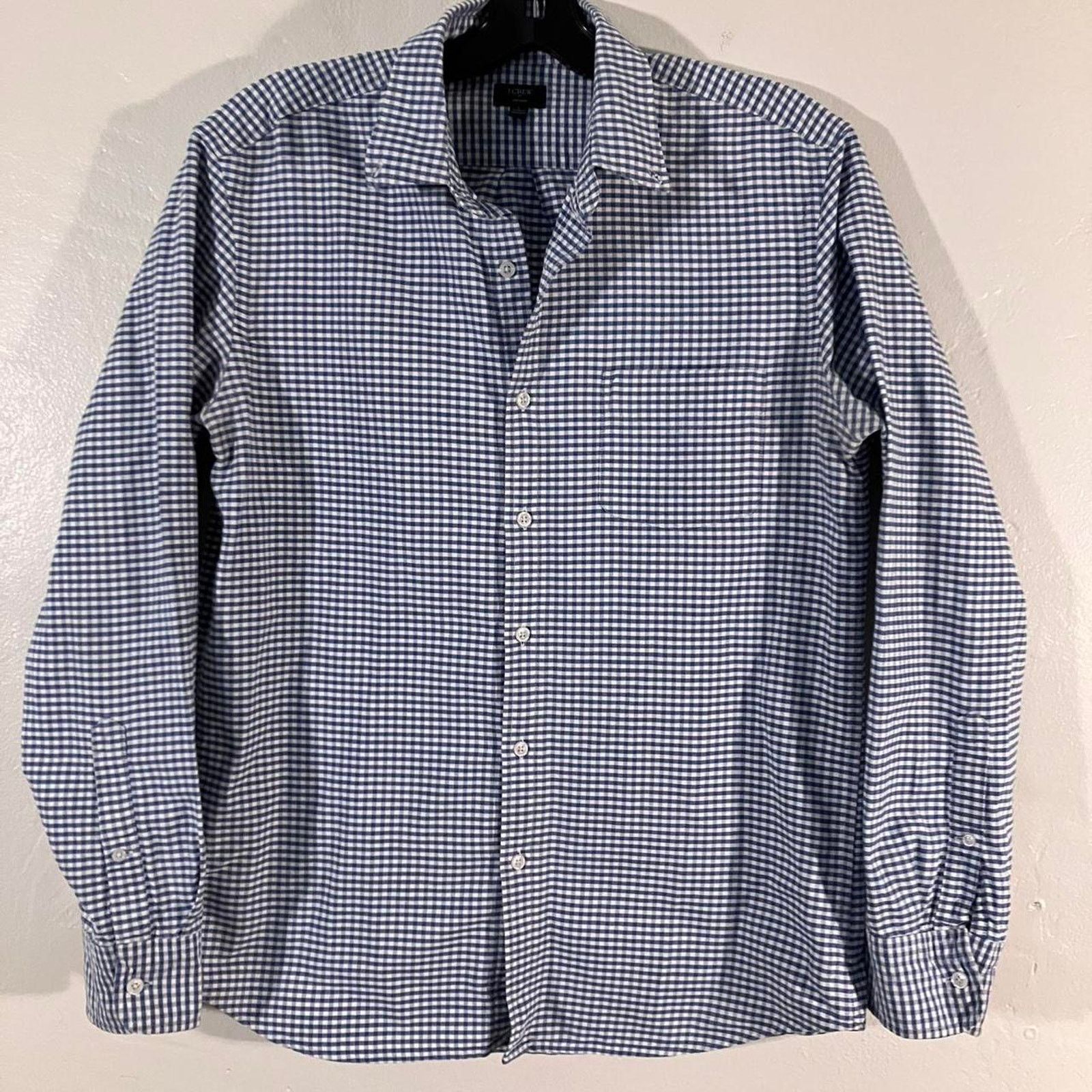J.Crew J. Crew Blue White Gingham Oxford Button Down Dress Shirt Size US L / EU 52-54 / 3 - 1 Thumbnail