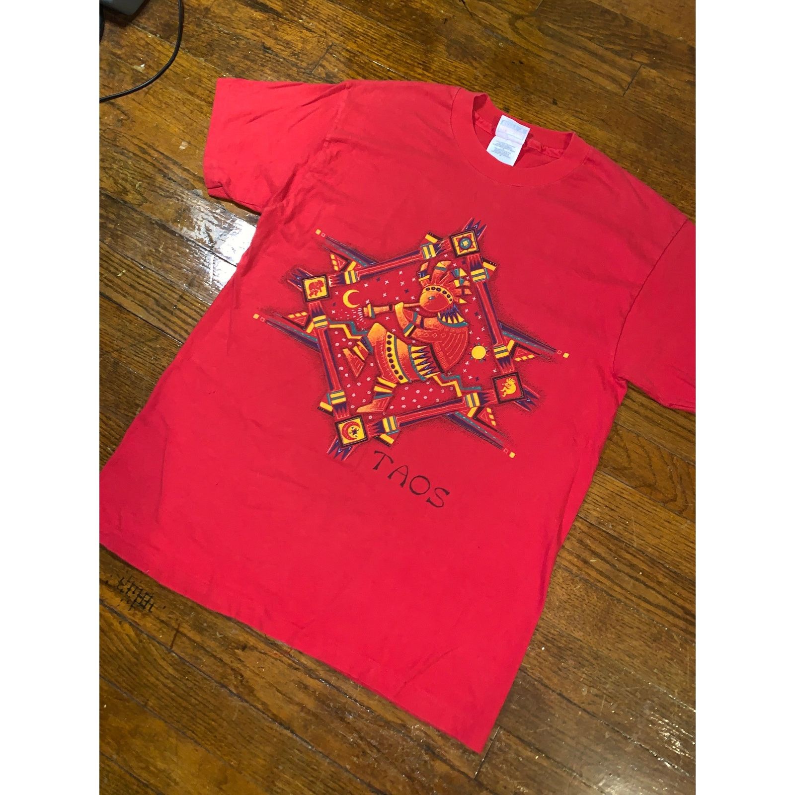 Hanes × Vintage Taos New Mexico Single Stitch T Shirt Red Graphic Tee Medium Size US M / EU 48-50 / 2 - 4 Thumbnail