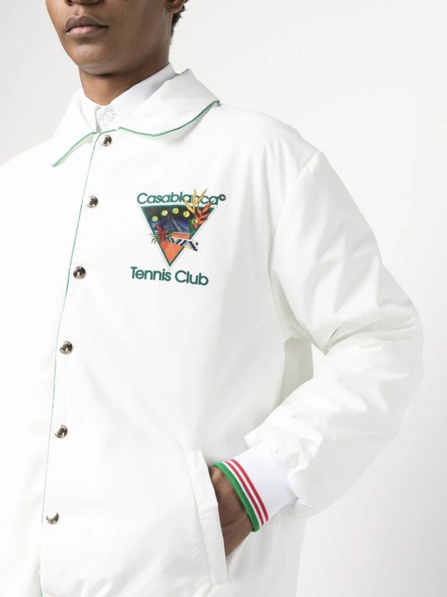 image of Casablanca Tennis Club Icon Coach Jacket in White, Men's (Size Medium)