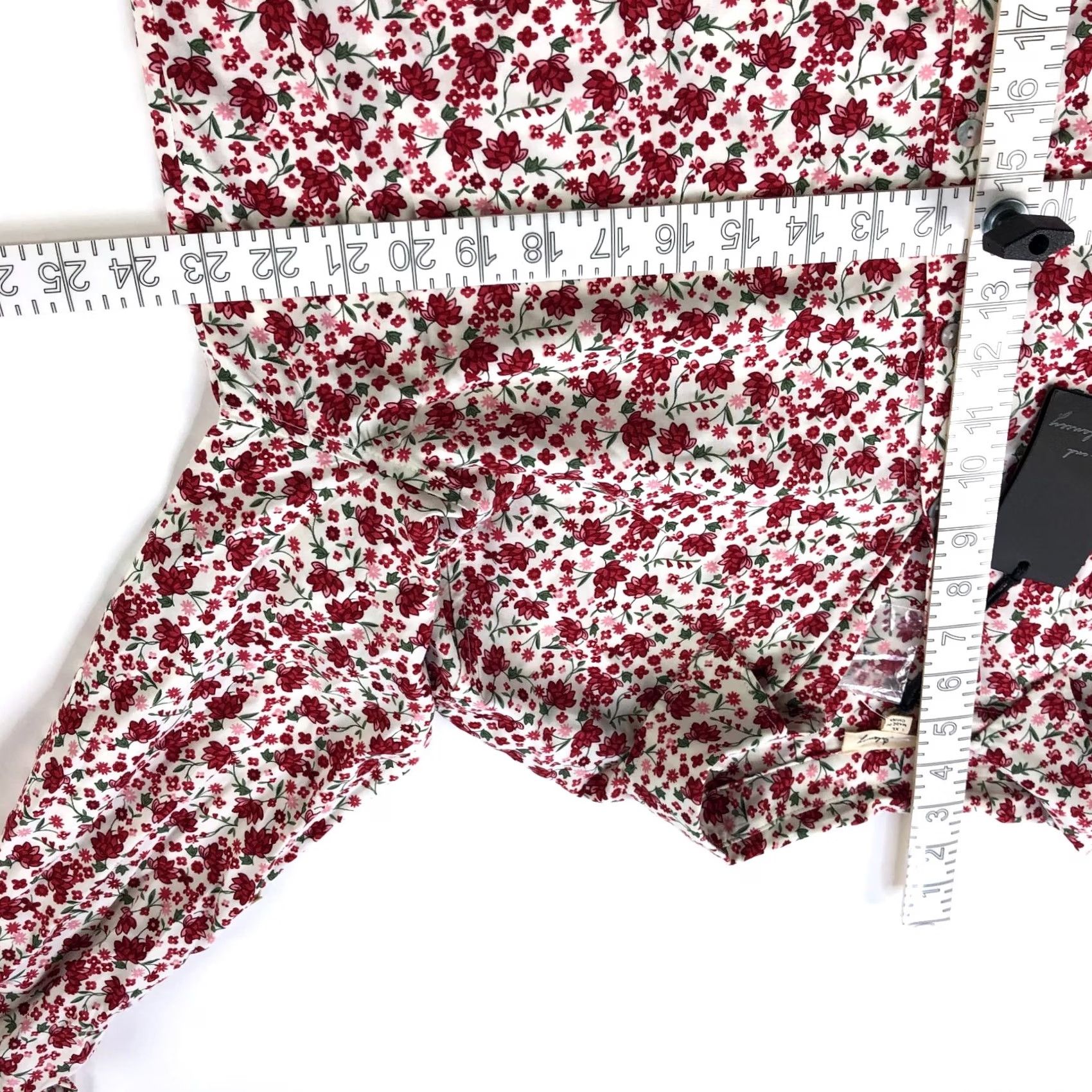 Vintage Jane And Delancey Button-Up Shirt Floral Red XL Rayon Long Sleeve High Low Size XL / US 12-14 / IT 48-50 - 6 Thumbnail