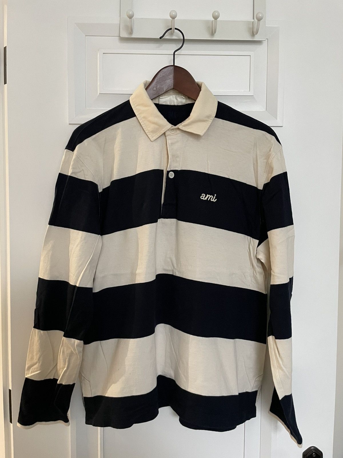 AMI AMI navy/cream colours long sleeve rugby shirt Size US M / EU 48-50 / 2 - 1 Thumbnail