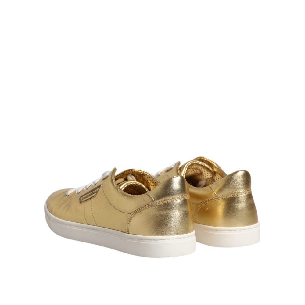 Dolce & Gabbana Dolce & Gabbana Gold Leather Logo London Men Sneakers Shoes Size US 8.5 / EU 41-42 - 5 Thumbnail