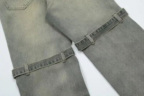 VIBE Y2k knee button grey washed jeans Size US 34 / EU 50 - 4 Thumbnail