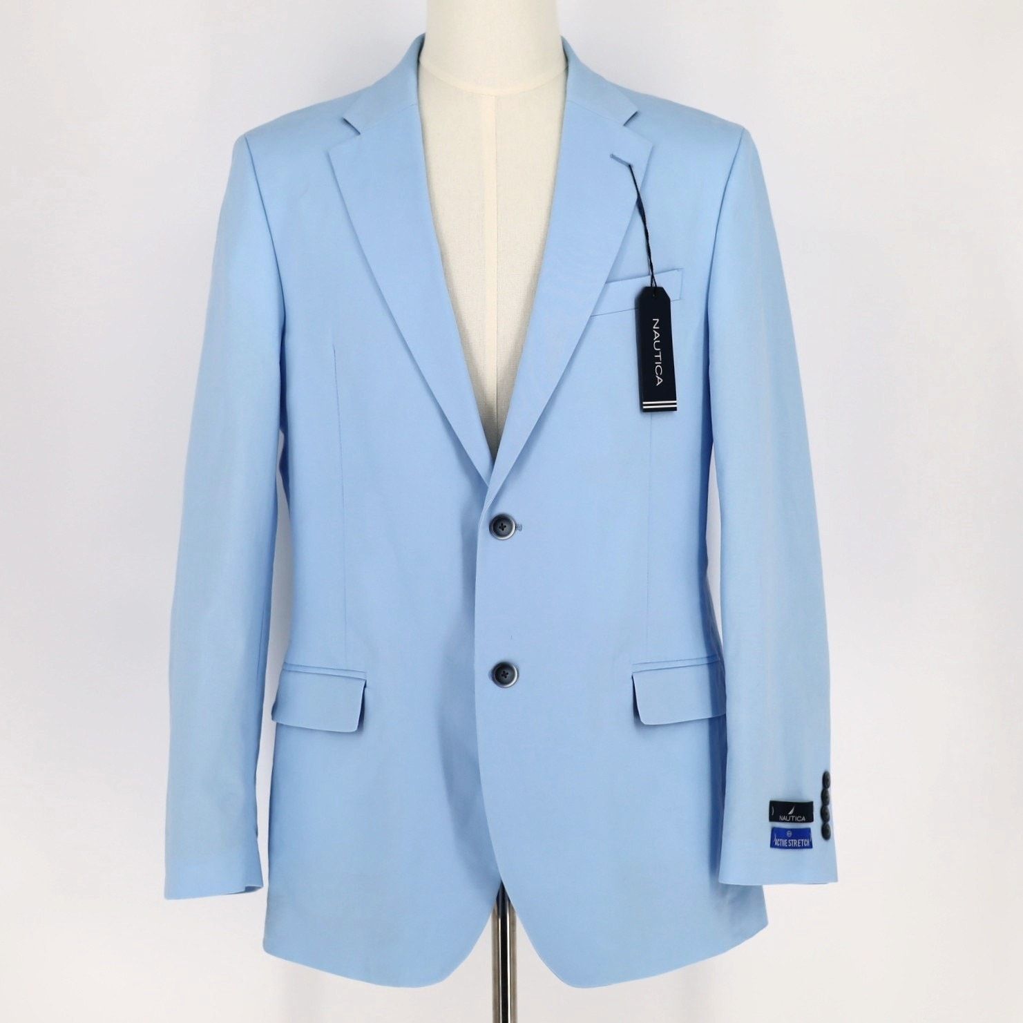 Nautica Nautica Men's Sky Blue Cotton Stretch Suit Blazer Size 42L Size 42L - 4 Thumbnail