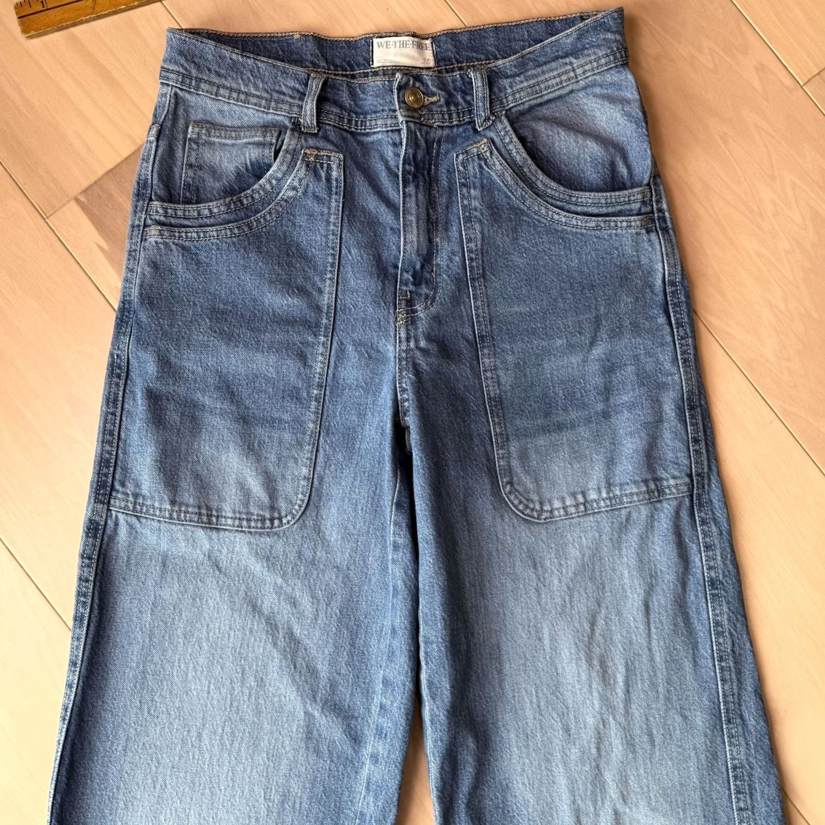 Free People Free People Piper Mid Rise Crop Wide Leg Jeans Women's 28 Blue Summer Glam Boho Size 28" / US 6 / IT 42 - 3 Thumbnail
