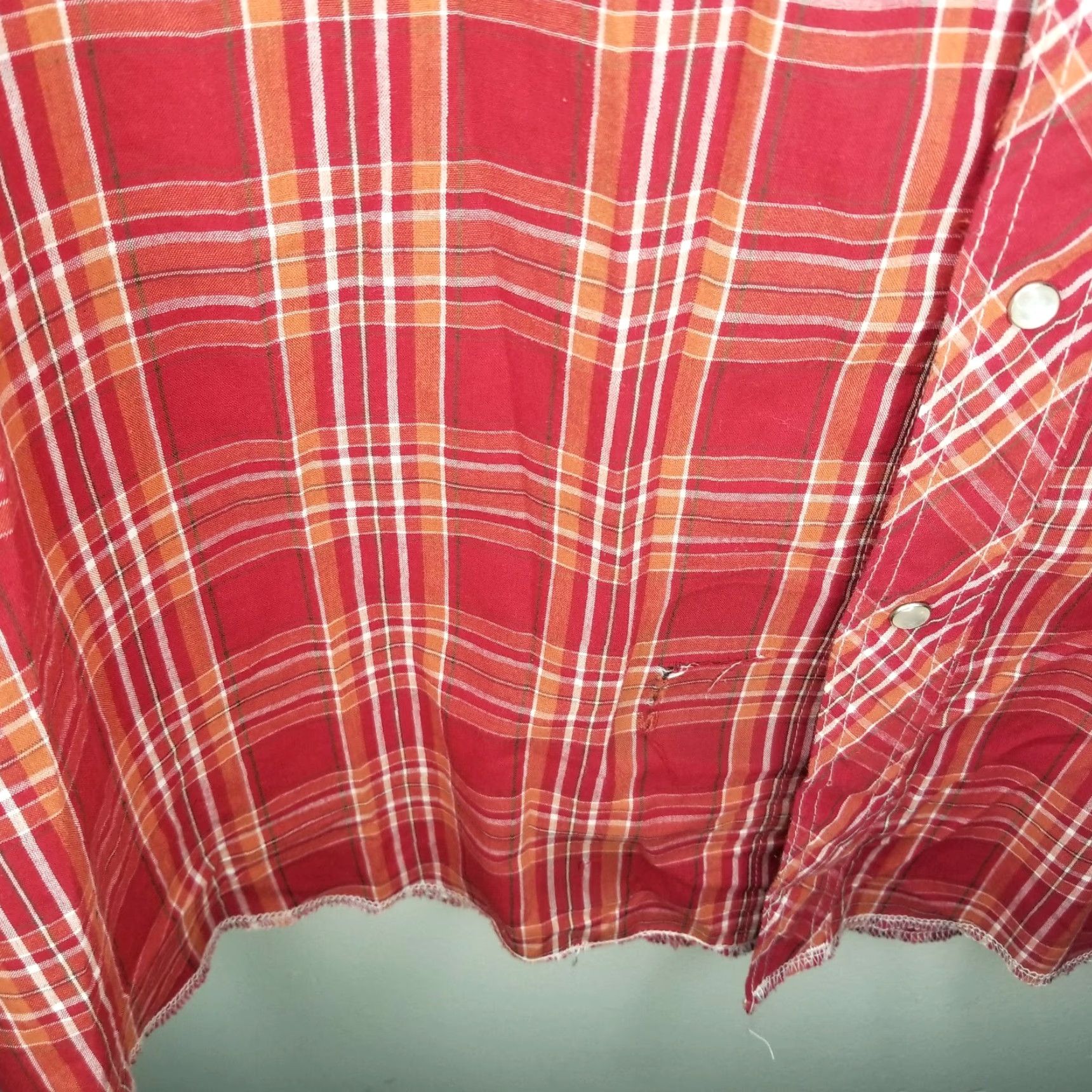 Wrangler VINTAGE Wrangler Western Shirt Red Orange Plaid Short Sleeve Button-Up Adult XL Mens Size US XL / EU 56 / 4 - 5 Thumbnail
