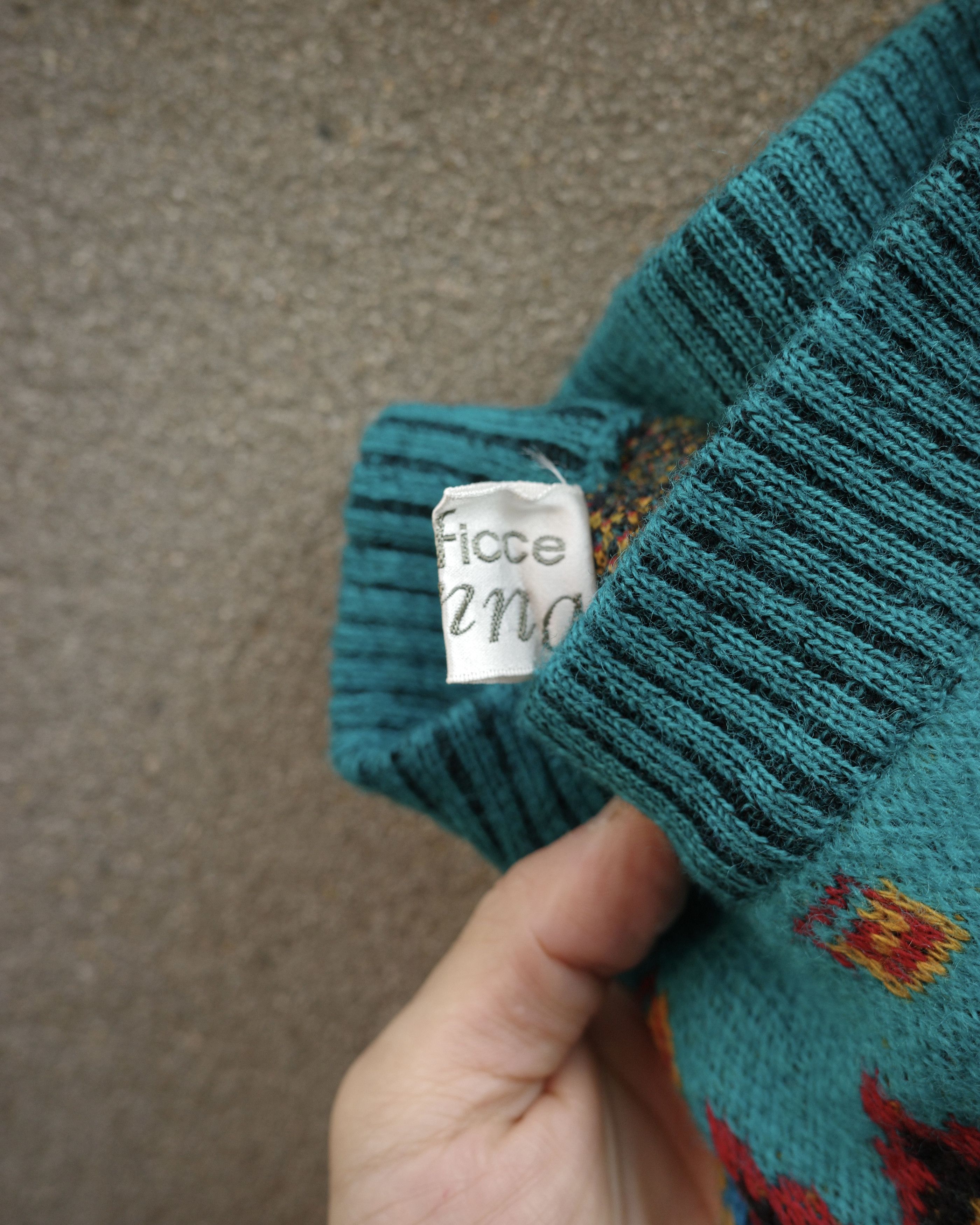 Japanese Brand × Yoshiyuki Konishi 90s Yoshiyuki Konishi Ficce Donna Folk Art Knit Skirt Size 24" / US 00 / IT 34 - 3 Thumbnail