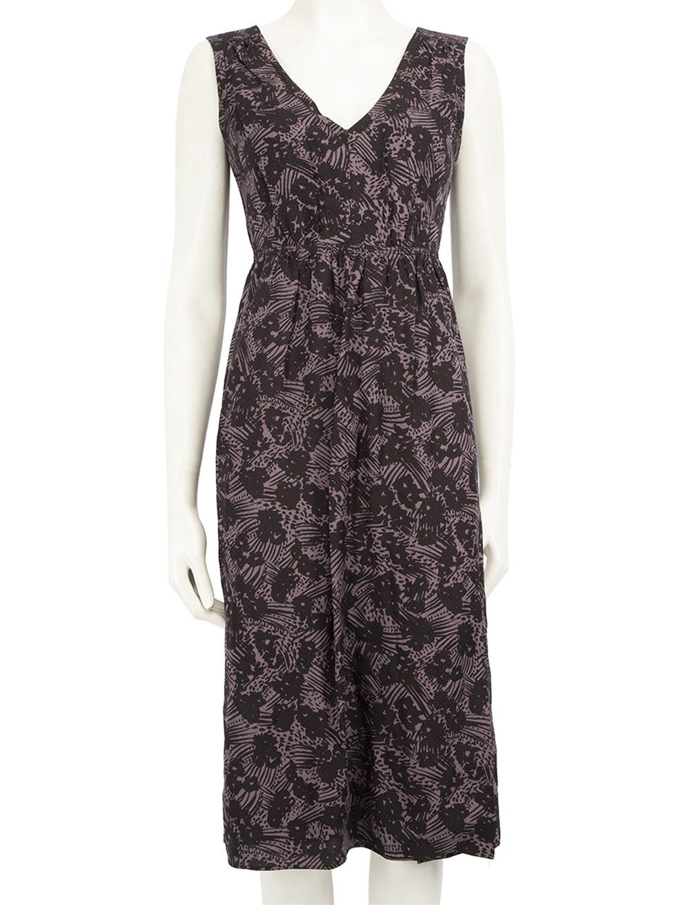 Purple V Neck Midi Dress