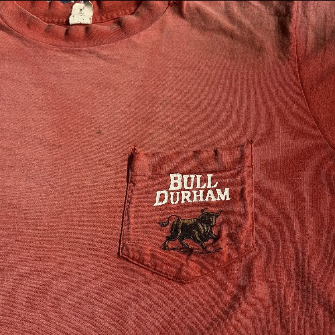 Other Vtg 90s Bull Durham Cigarette Faded Pocket Shirt Salmon Red Size US L / EU 52-54 / 3 - 5 Thumbnail