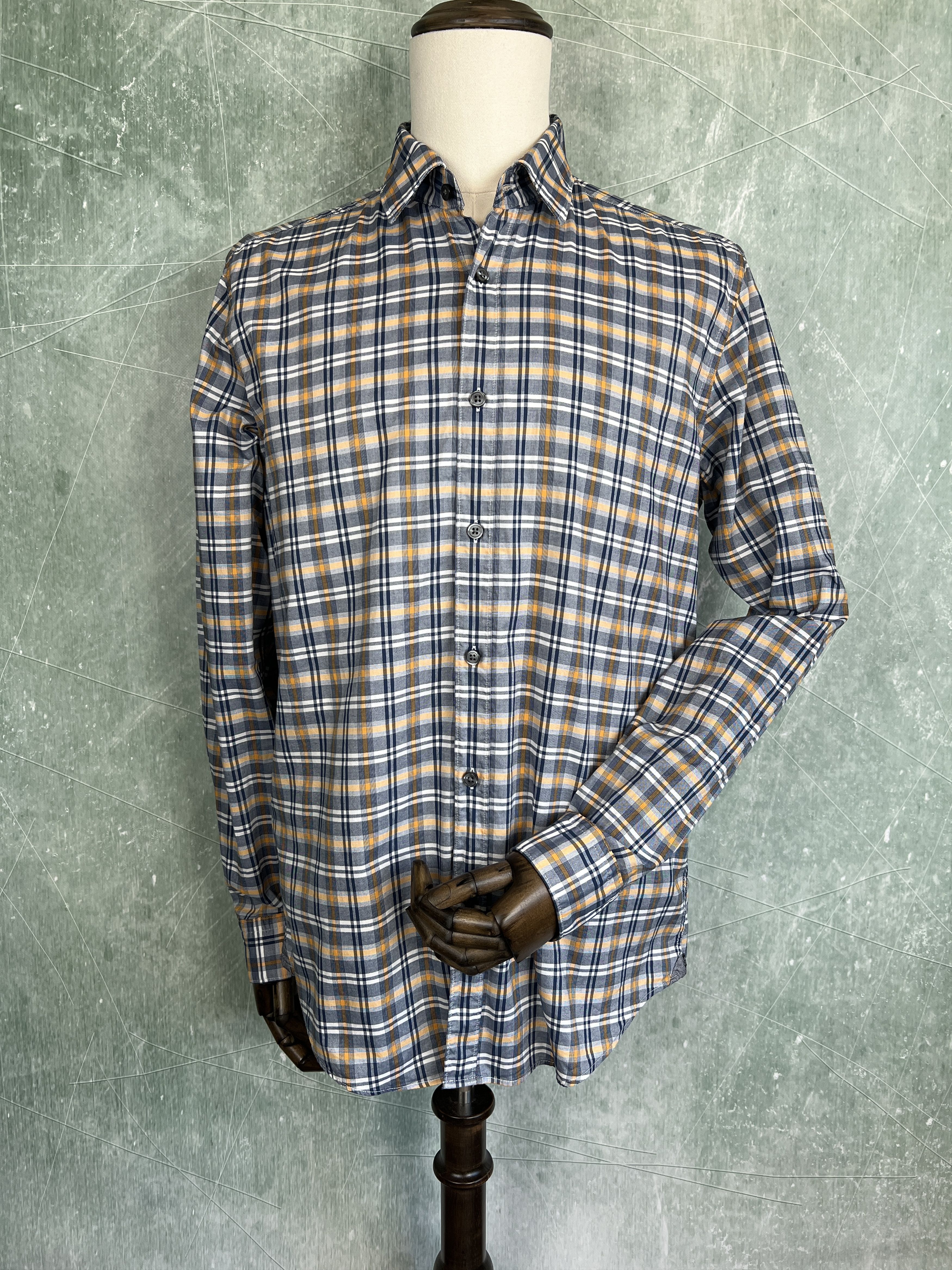 Hugo Boss Hugo Boss Regular Fit Checked Shirt – Blue/Orange – Size L Size US L / EU 52-54 / 3 - 1 Thumbnail