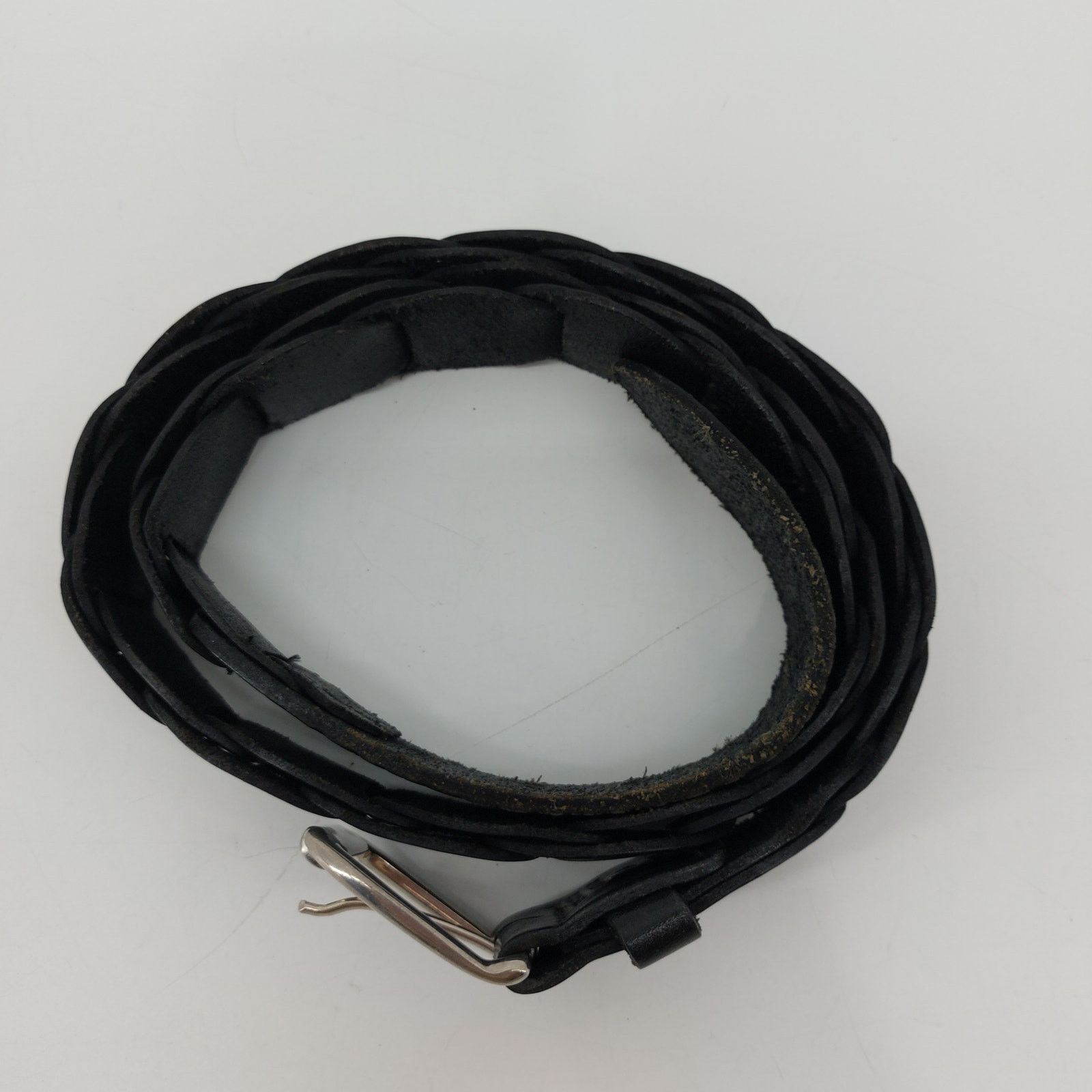 Other Womens Black Leather Chain Link Top Grain Leather Belt Sz 34 Size ONE SIZE - 2 Thumbnail