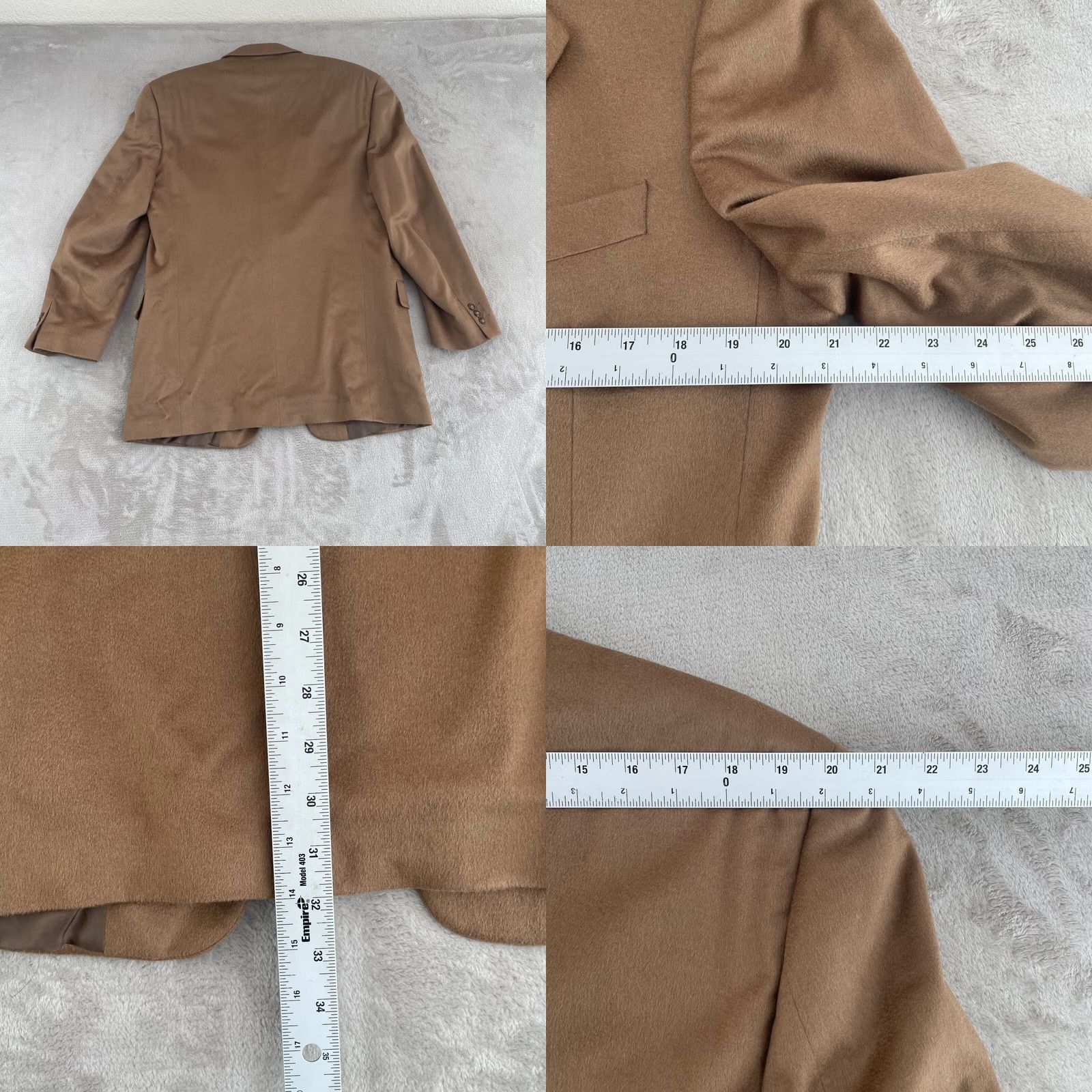 Ermenegildo Zegna VINTAGE Ermenegildo Zegna Blazer Jacket Sport Coat Men 42R Tan 100% Cashmere Designer Beige Single-Breasted 2-Button Peak Lapel Mens Blazer Coat Size 42R - 9 Thumbnail