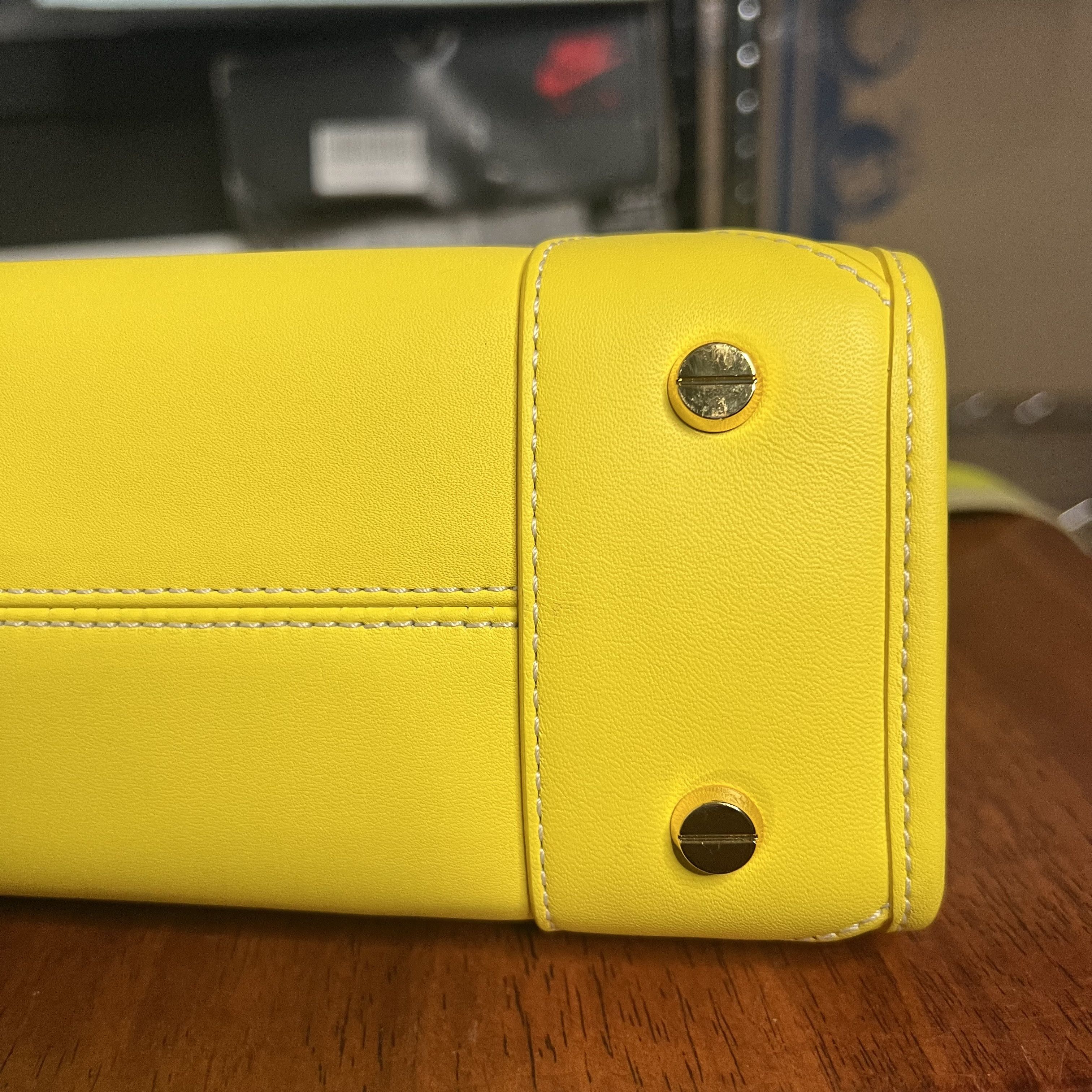 MCM MCM Mini Tonal Logo Leather Tote Bag Yellow Size ONE SIZE - 8 Thumbnail