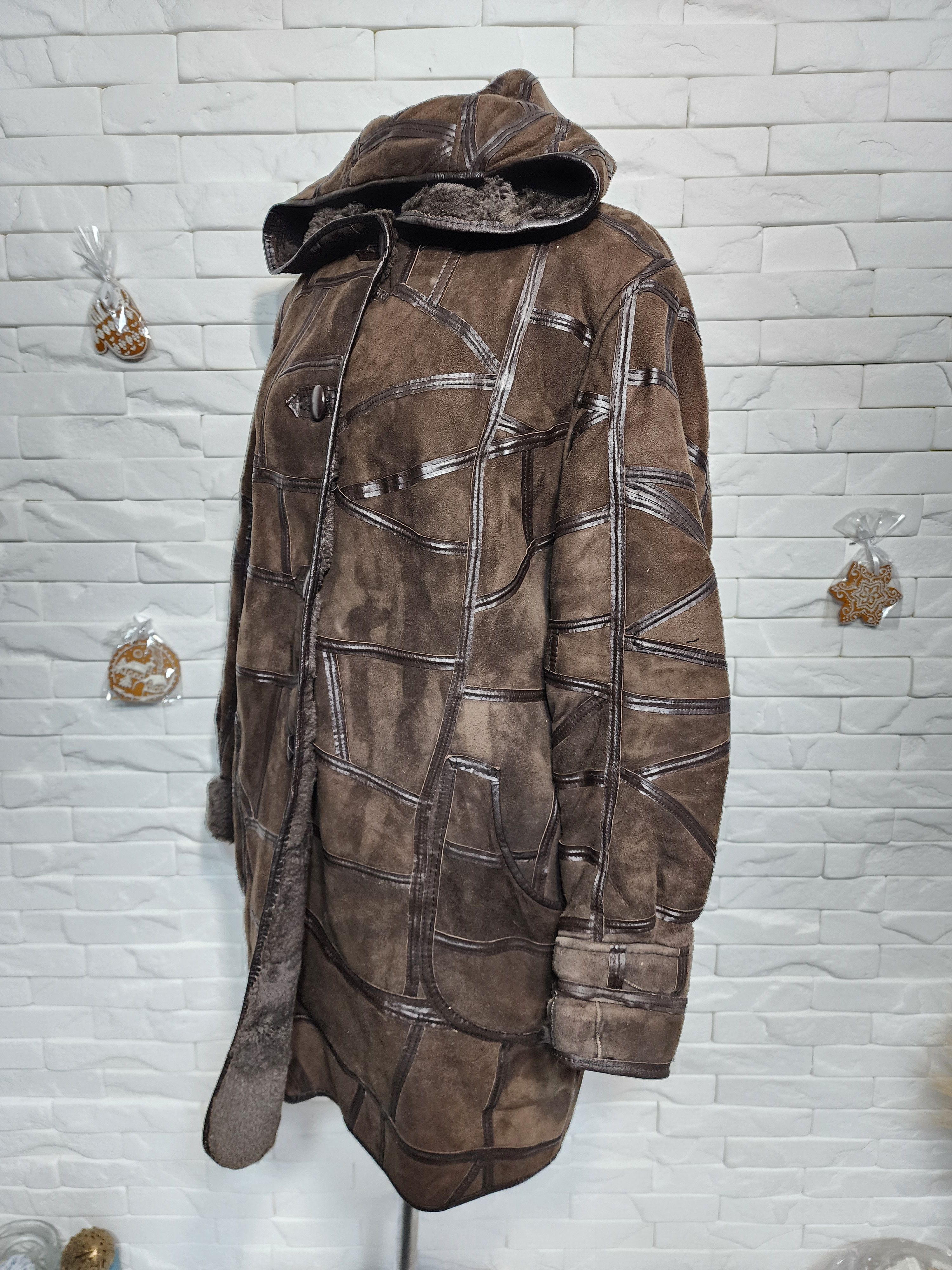 Furla Brown Sheepskin Coat: Women's Hooded Fur Winter Coat Size XL / US 12-14 / IT 48-50 - 2 Thumbnail