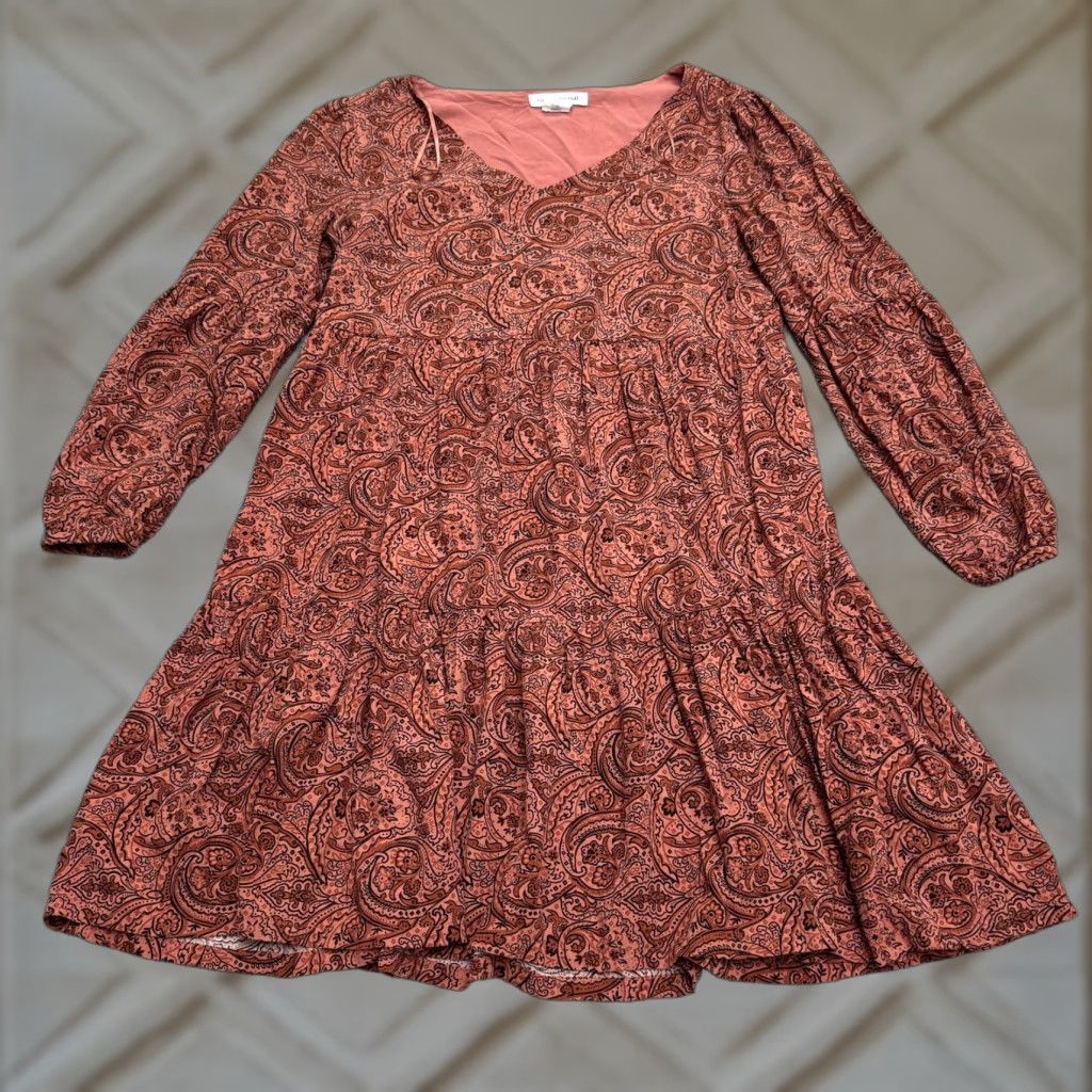 Lucky Brand VINTAGE Lucky Brand Paisley Boho Short Sleeve Mini Dress Womens XS Red Rayon Casual Summer Size XS / US 0-2 / IT 36-38 - 1 Thumbnail