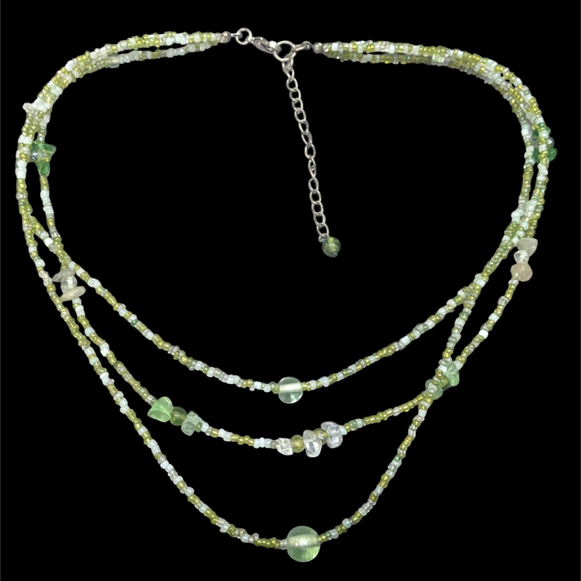 Other Nature Inspired Green Glass Layered Beaded Necklace Size ONE SIZE - 1 Thumbnail