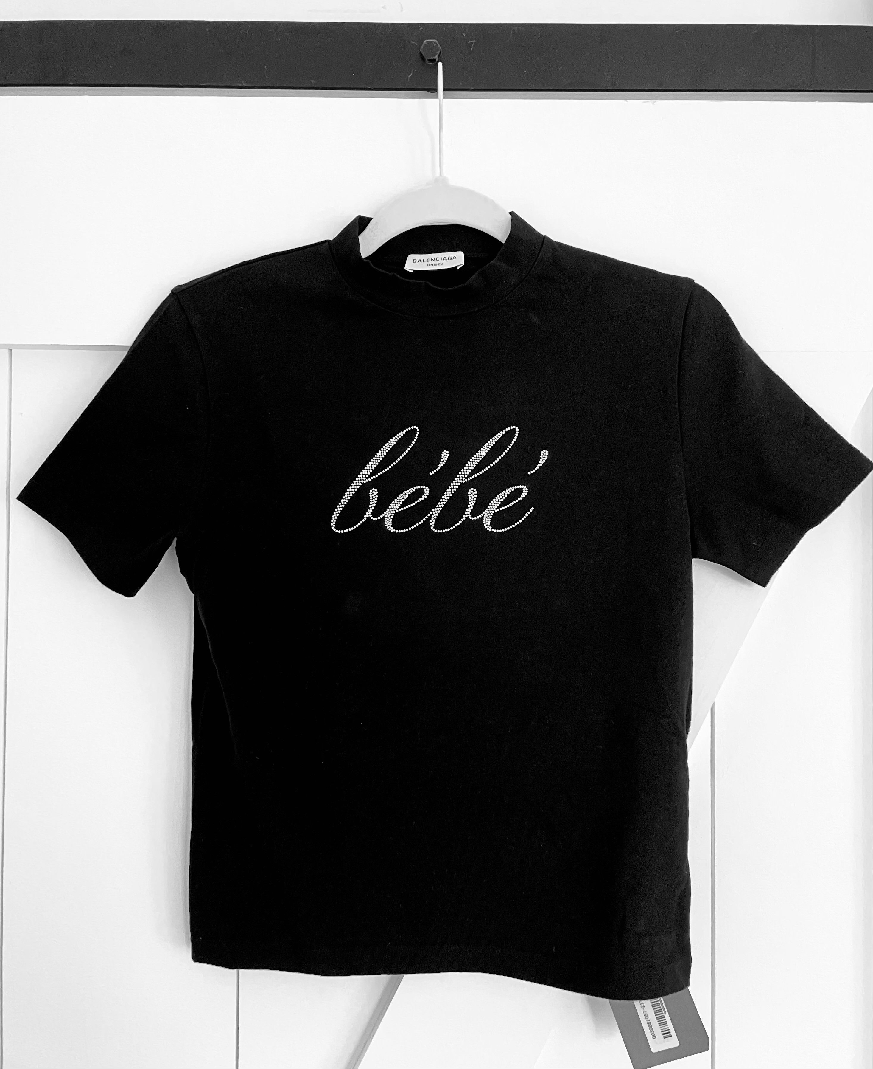 Balenciaga Bebe Rhinestone Logo Stretch Cotton Unisex Small Fit T-Shirt Size US L / EU 52-54 / 3 - 1 Thumbnail