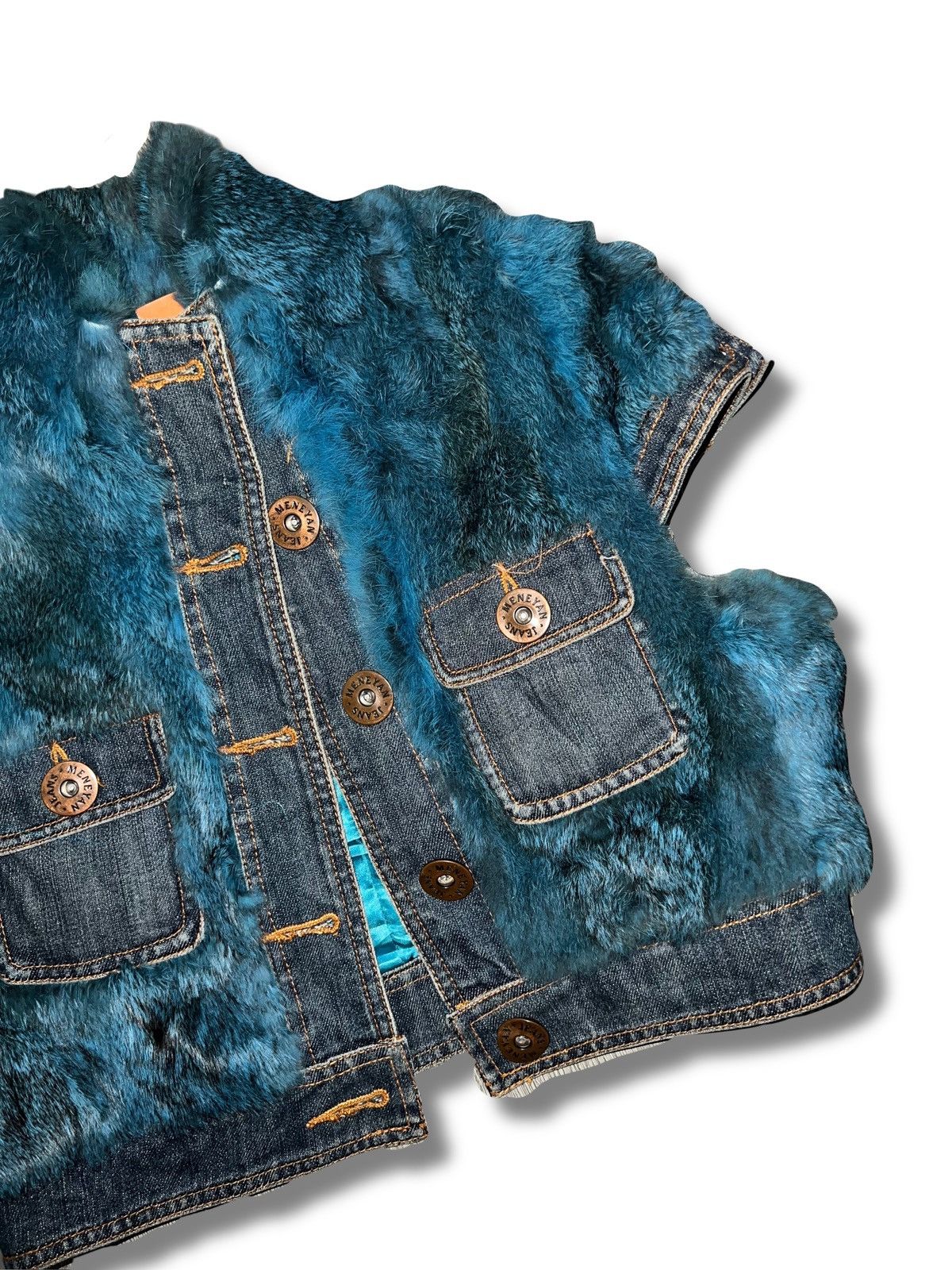 Japanese Brand Denim fur crop vest 💙🦋 Size S / US 4 / IT 40 - 5 Thumbnail