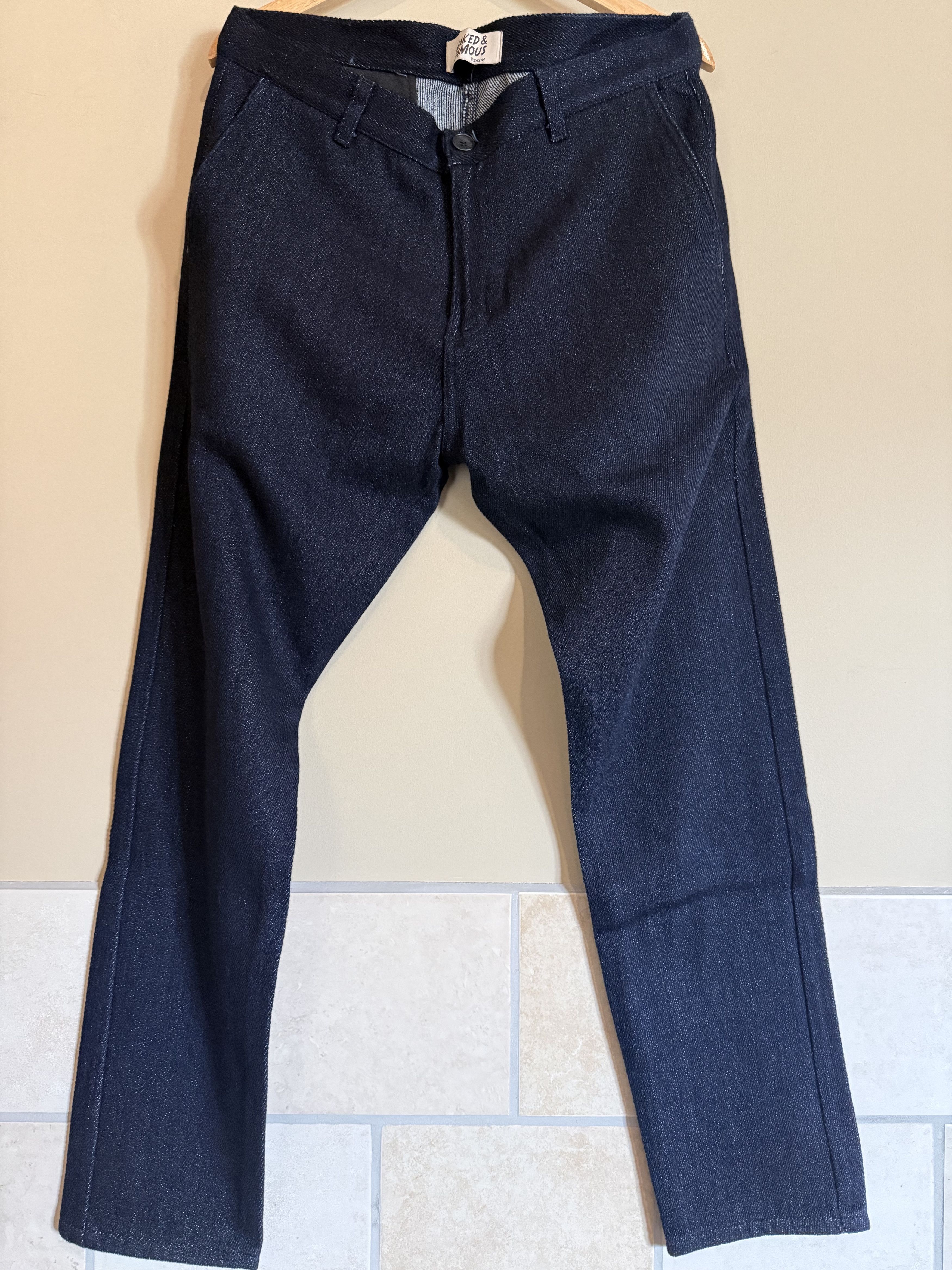 Naked & Famous Denim Flat Front Tapered Pants, Size 36, NWOT
