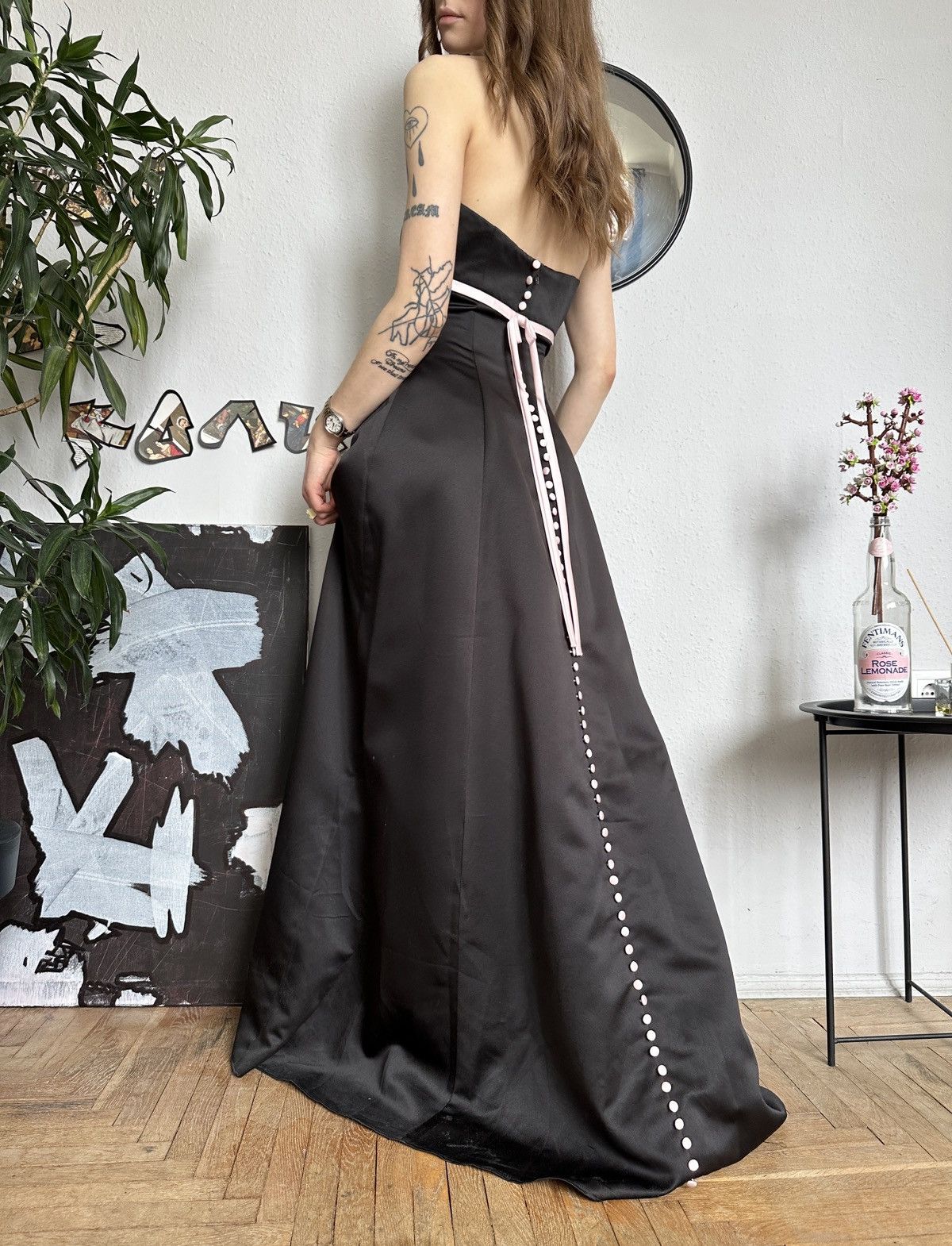 Designer × Vintage Prom Floor Stunnig Evening Dress Vintage Luxury Gown Size XS / US 0-2 / IT 36-38 - 6 Thumbnail