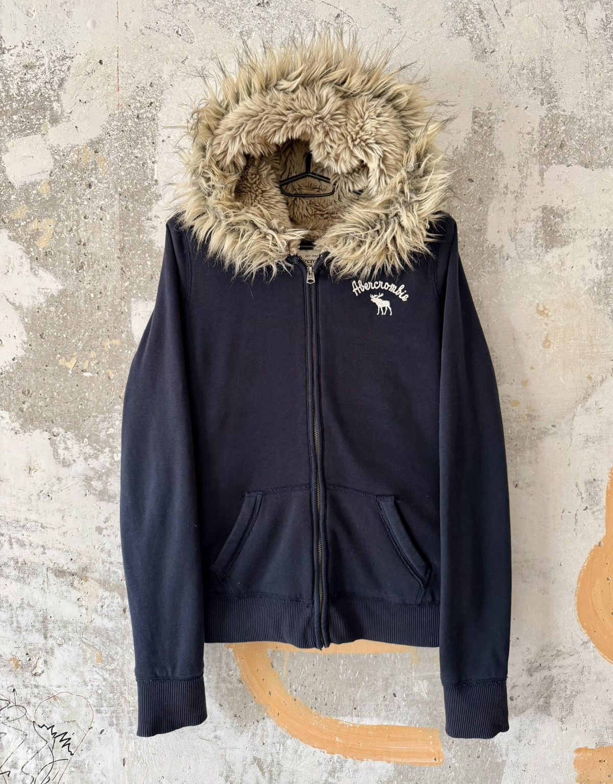 Abercrombie & Fitch Vintage Abercrombie&Fitch big logo sherpa zip 