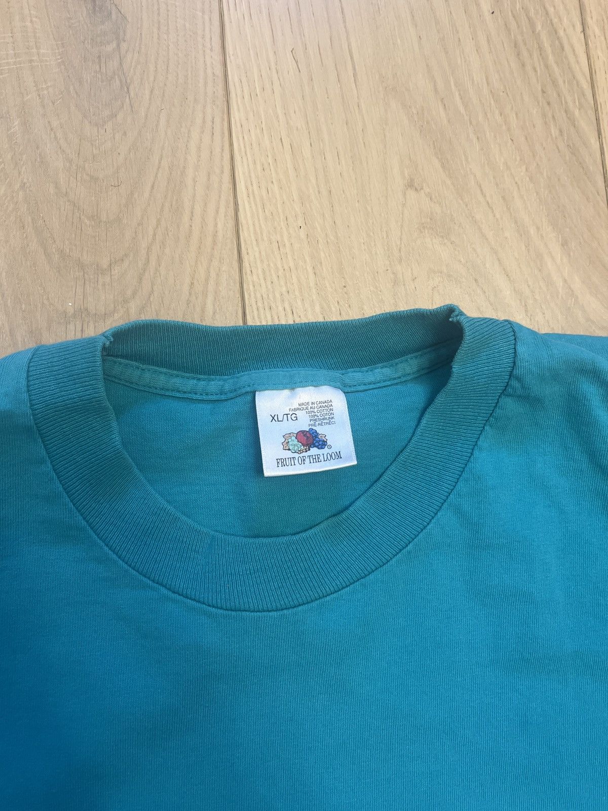 Fruit Of The Loom 1990’s fruit of the loom teal single stitch t-shirt Size US XL / EU 56 / 4 - 3 Thumbnail