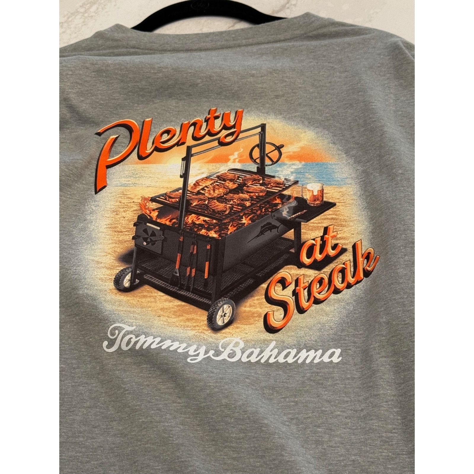 Tommy Bahama NEW TOMMY BAHAMA T-Shirt | Plenty At Steak Mens Medium Gray Size US M / EU 48-50 / 2 - 6 Thumbnail