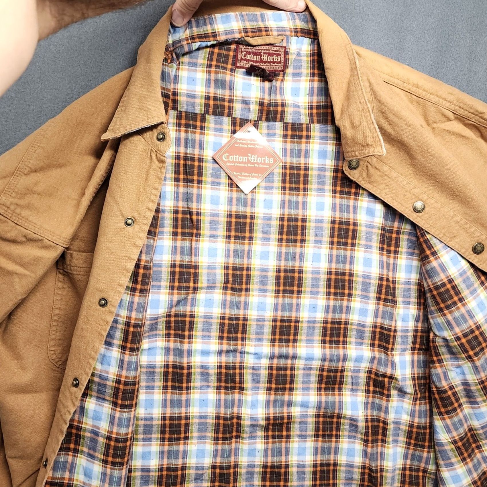 Vintage VINTAGE Cotton Works Shirt Shacket 4X Tan Snap Pockets Lightweight Flannel Lined NEW Men Long Sleeve Button-Up Collared Snap Closure Boys? Size US XXL / EU 58 / 5 - 3 Thumbnail