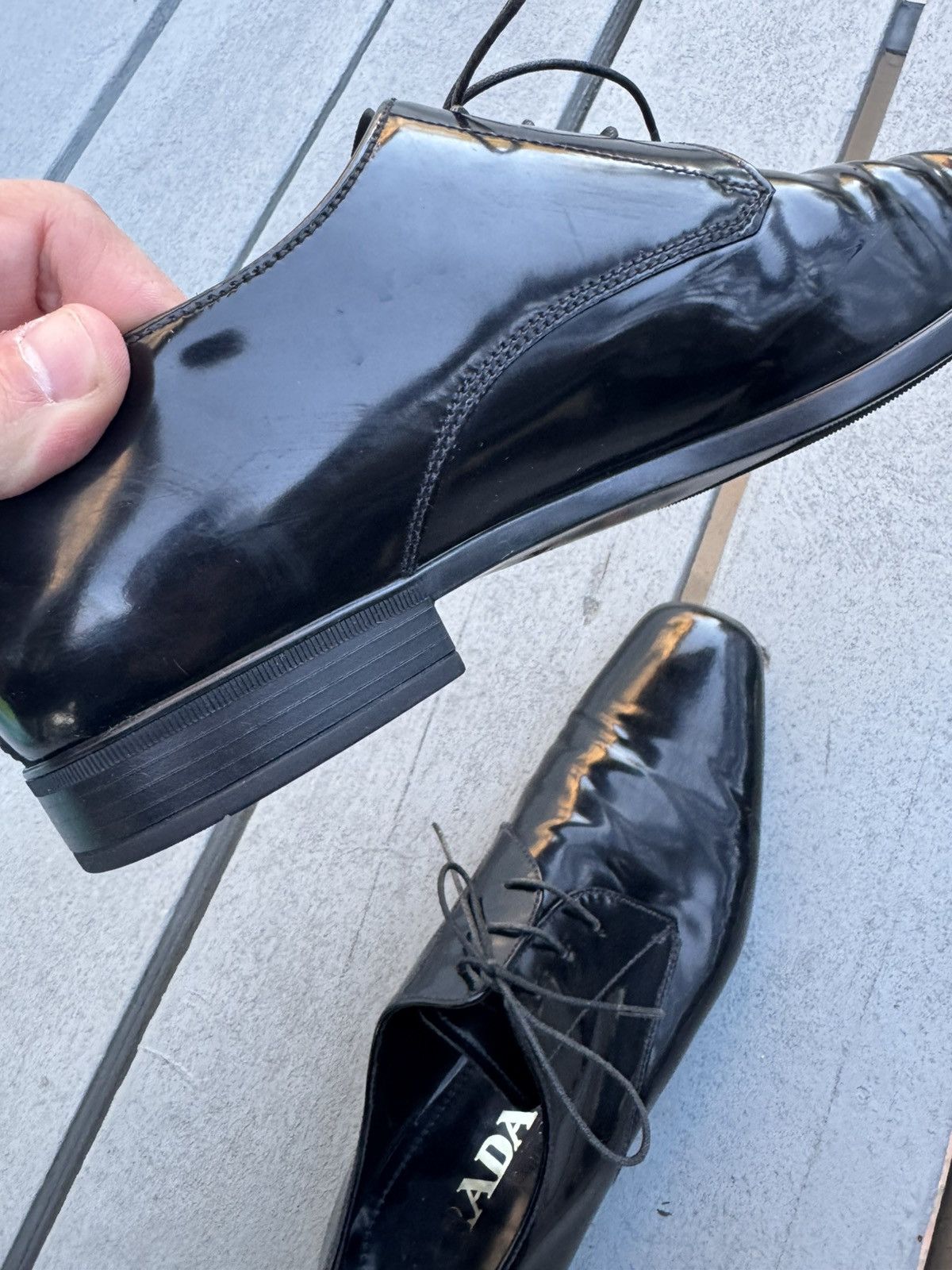 Prada Shiny black Prada dress shoes Size US 6 / EU 39 - 10 Thumbnail