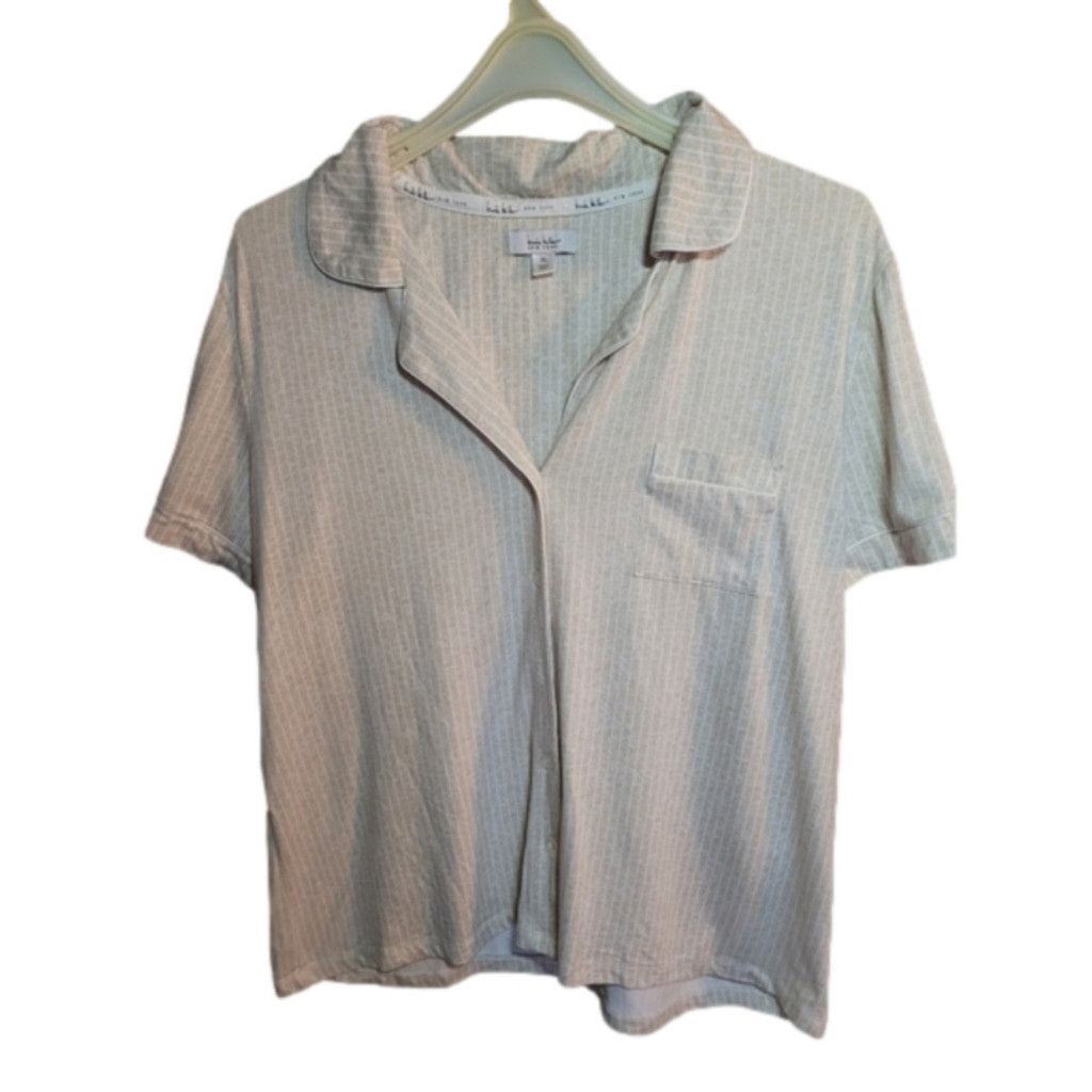 Nicole Miller Nicole Miller, tan /white stripes, pajama top,nwot, XL Size XL / US 12-14 / IT 48-50 - 1 Thumbnail
