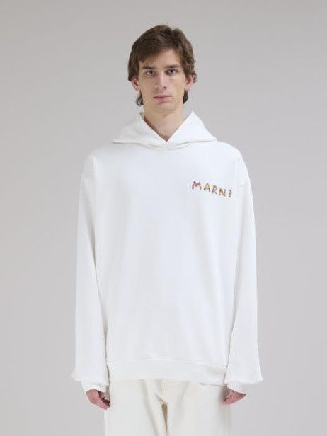 Marni oc11z0525 Hoodie With Logo in White Size US XL / EU 56 / 4 - 1 Thumbnail