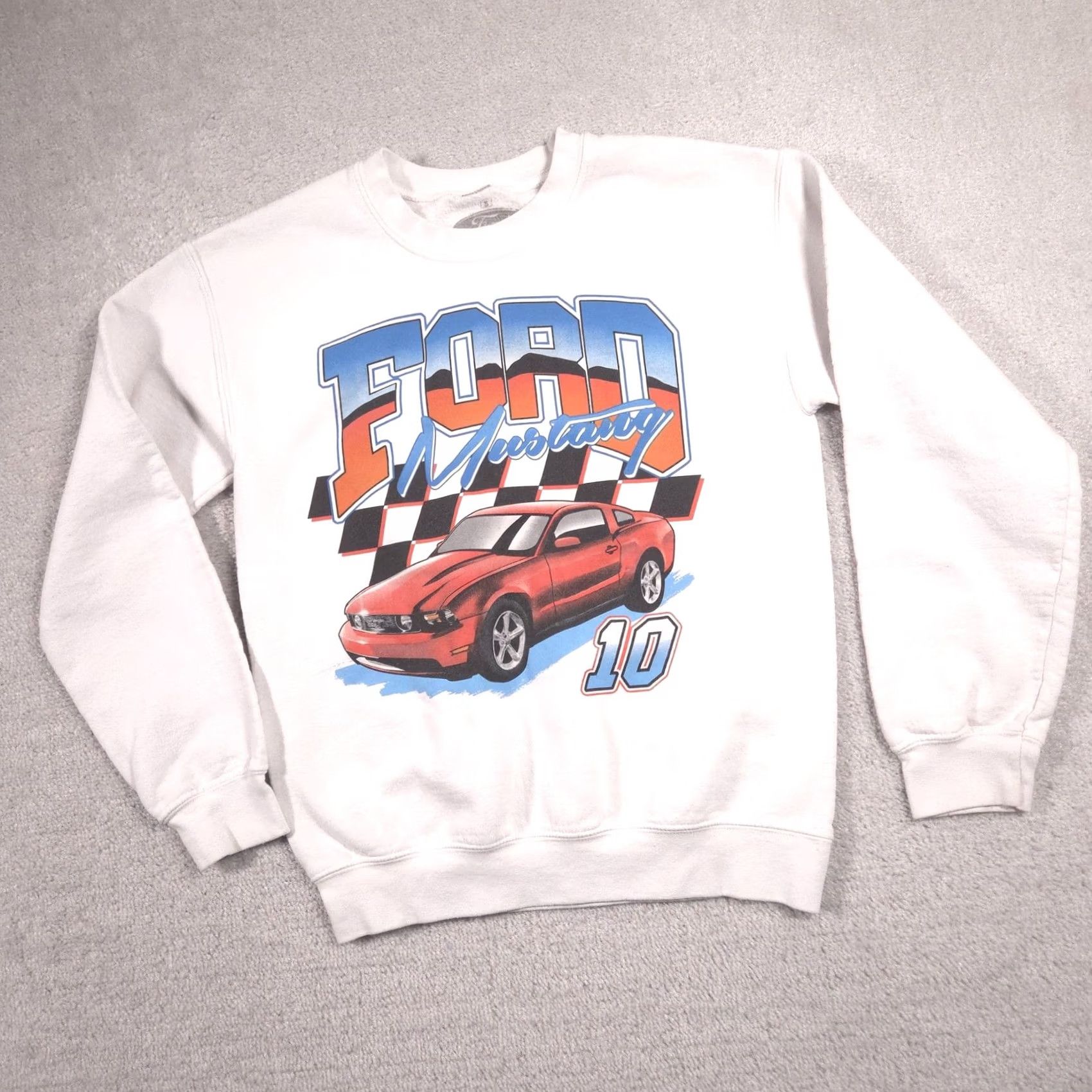 Ford Ford Mustang Sweatshirt Adult S White Graphic Pullover Fleece Racing Car Size S / US 4 / IT 40 - 3 Thumbnail