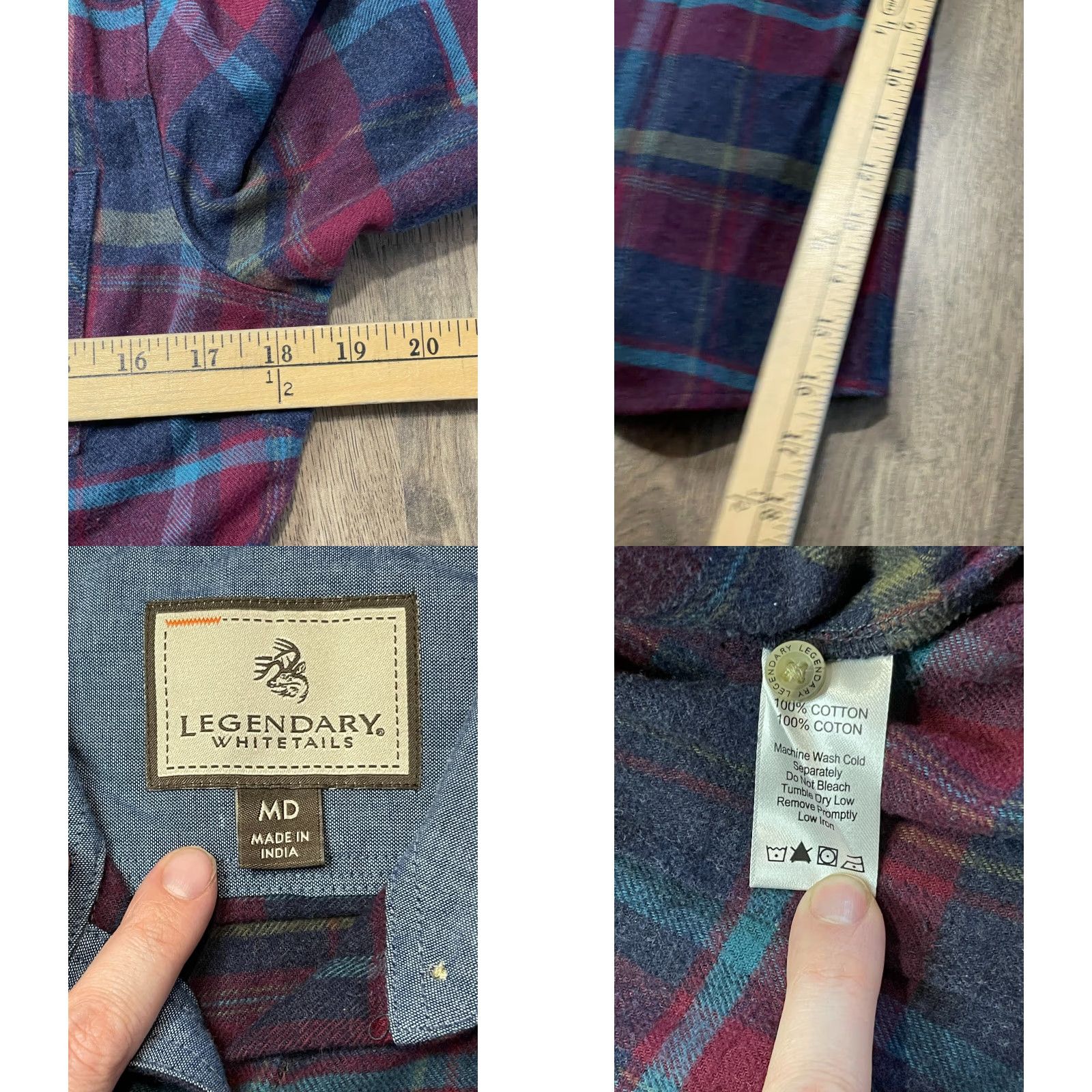 Vintage Legendary Whitetails Shirt, Men's Medium, Plaid, Button Up, Long Sleeve, Blue Green Purple, Casual, Regular Fit, Fall Spring Summer, Mens Size US M / EU 48-50 / 2 - 8 Thumbnail
