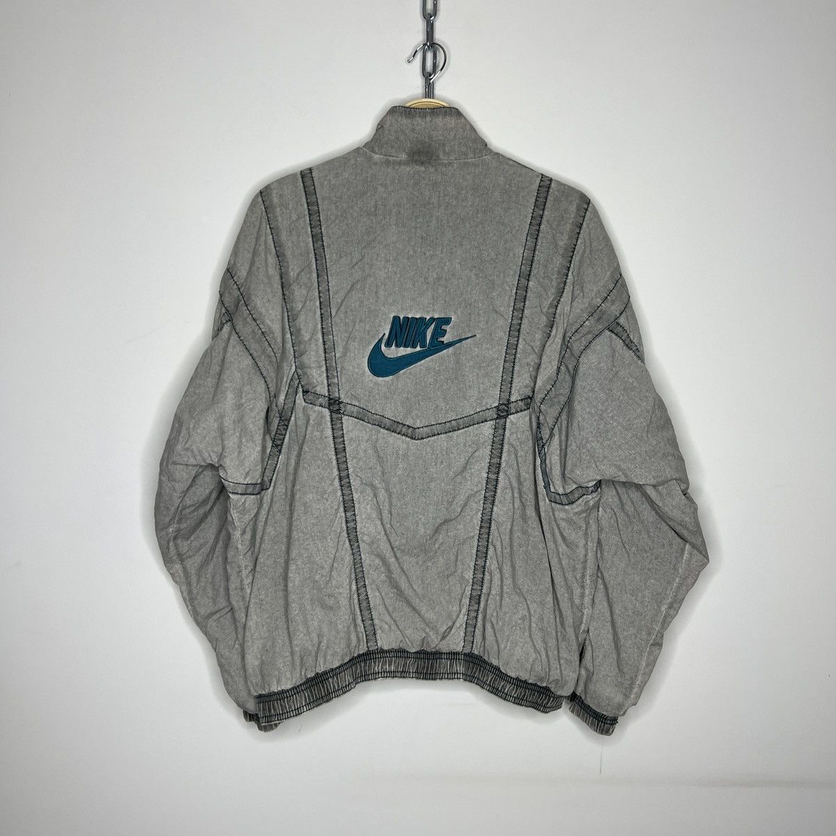 Nike × Vintage Vintage Nike Oversized Drill Y2K Grey Tracksuit 80s 90s Size US M / EU 48-50 / 2 - 2 Thumbnail