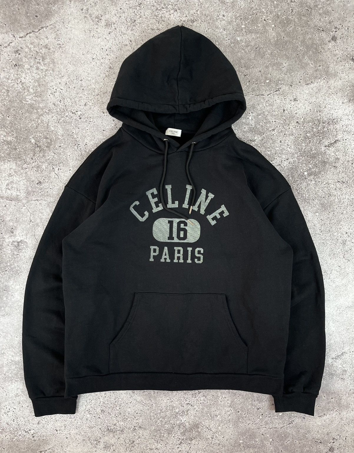 セリーヌ CELINE *16 PARIS ロングフーディー Celine × Luxury Celine Paris 16 Black Hoodie | Grailed