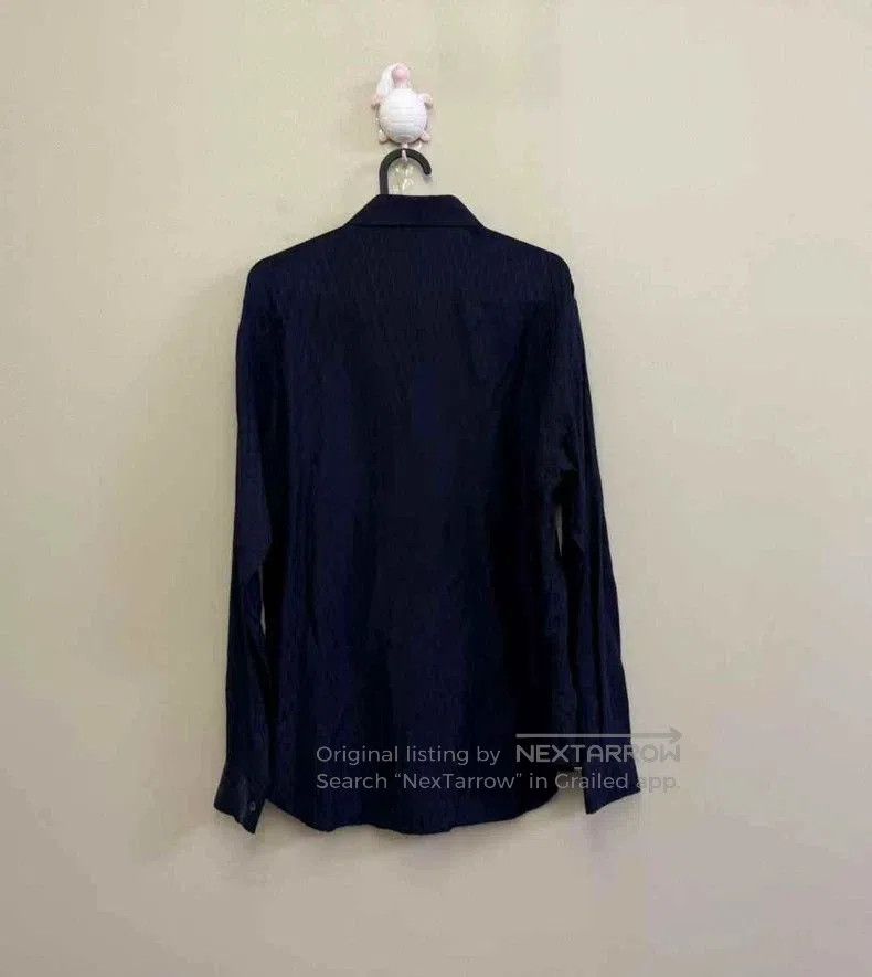 Dior Dior Navy Monogram Silk Long Sleeve Shirt. Size US XL / EU 56 / 4 - 4 Thumbnail