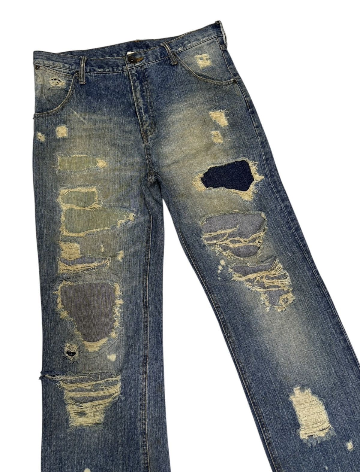 Drain Gang × GOSTAR DE FUGA × Undercover G Land Egde Patchwork Baggy Jeans Distressed Denim Jeans Size US 34 / EU 50 - 7 Thumbnail