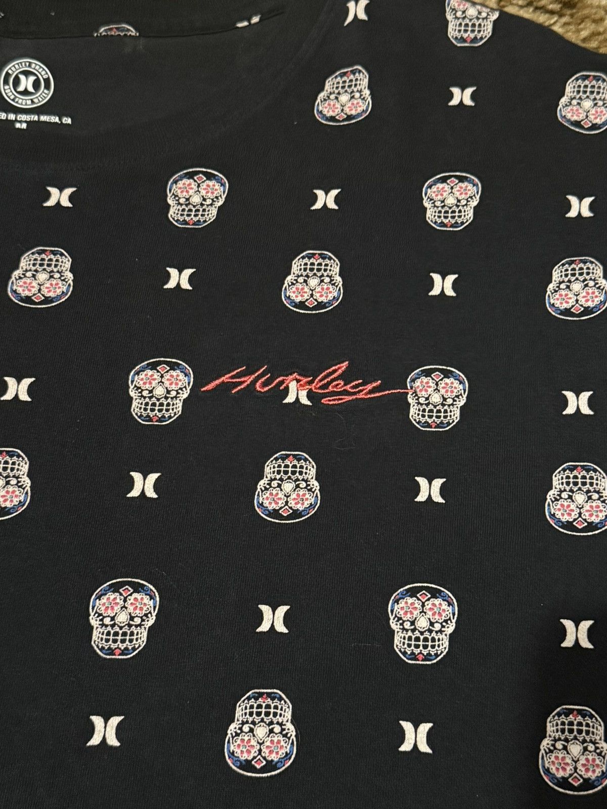 Hurley Hurley Skull Logo Polka Dot T-Shirt Tee Black Medium Size US M / EU 48-50 / 2 - 3 Thumbnail