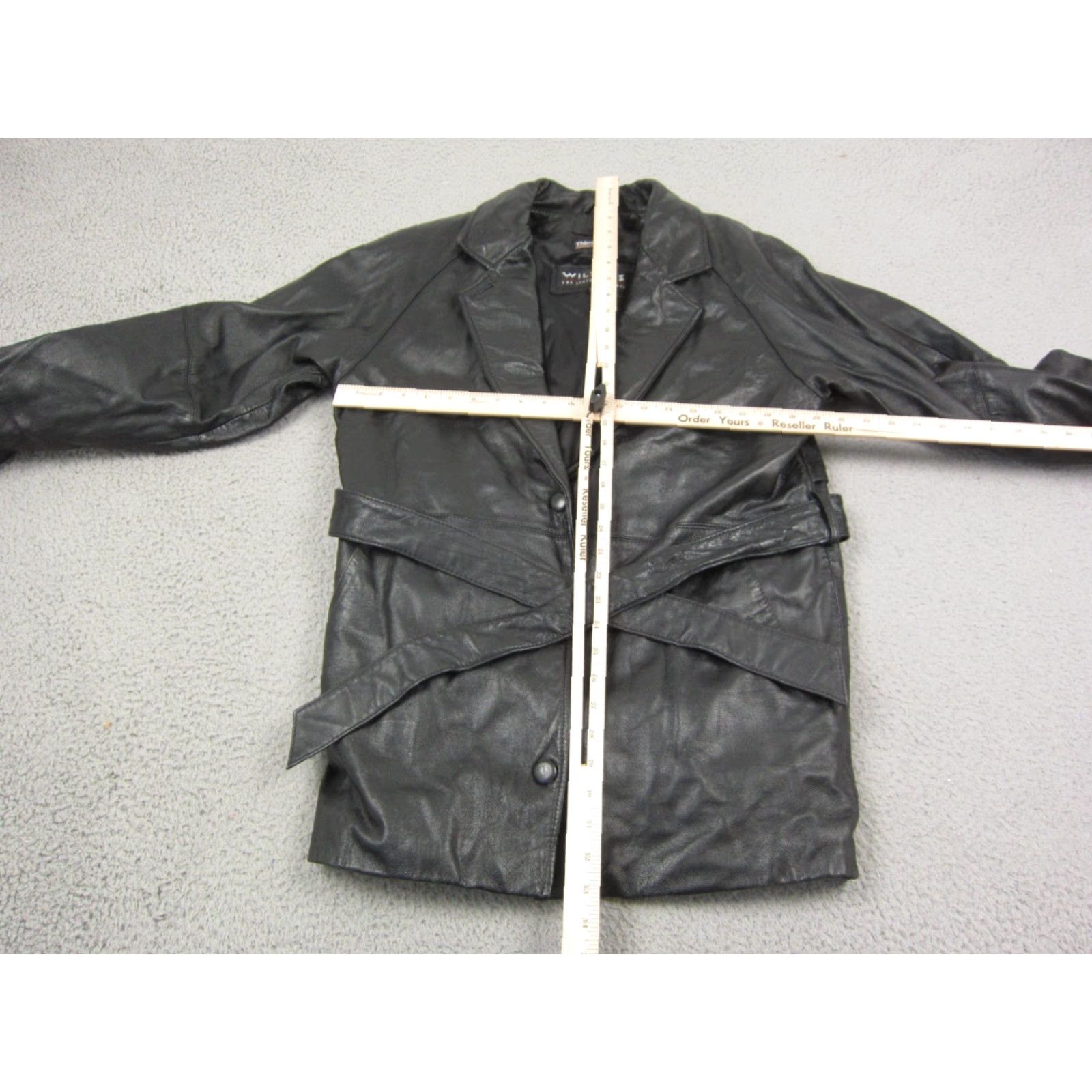 Vintage VINTAGE Wilson Leather Jacket Womens XS Black Belted Trench 90s Jacket Coats Leather Biker Style Pocket(s) Fall Spring Womens Size XS / US 0-2 / IT 36-38 - 4 Thumbnail