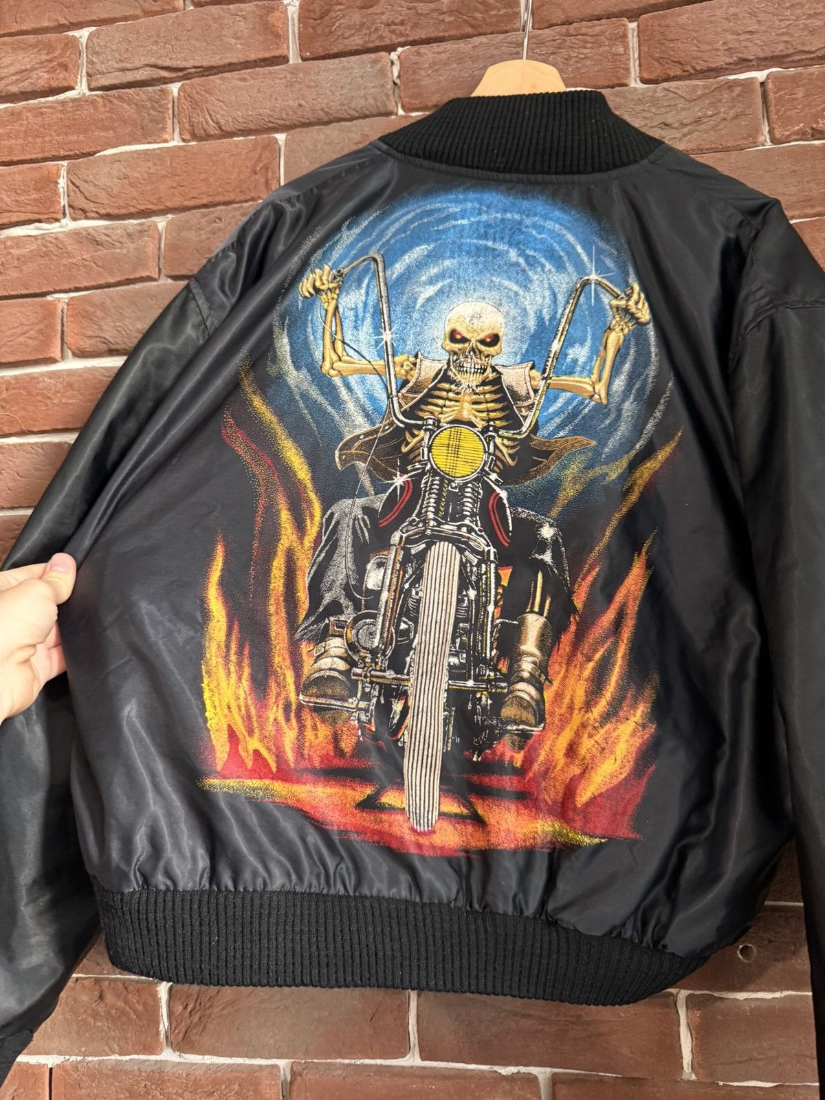 Vintage 90s Vintage Ghost Rider Zip It Nylon Bomber Jacket L Black Size US L / EU 52-54 / 3 - 5 Thumbnail