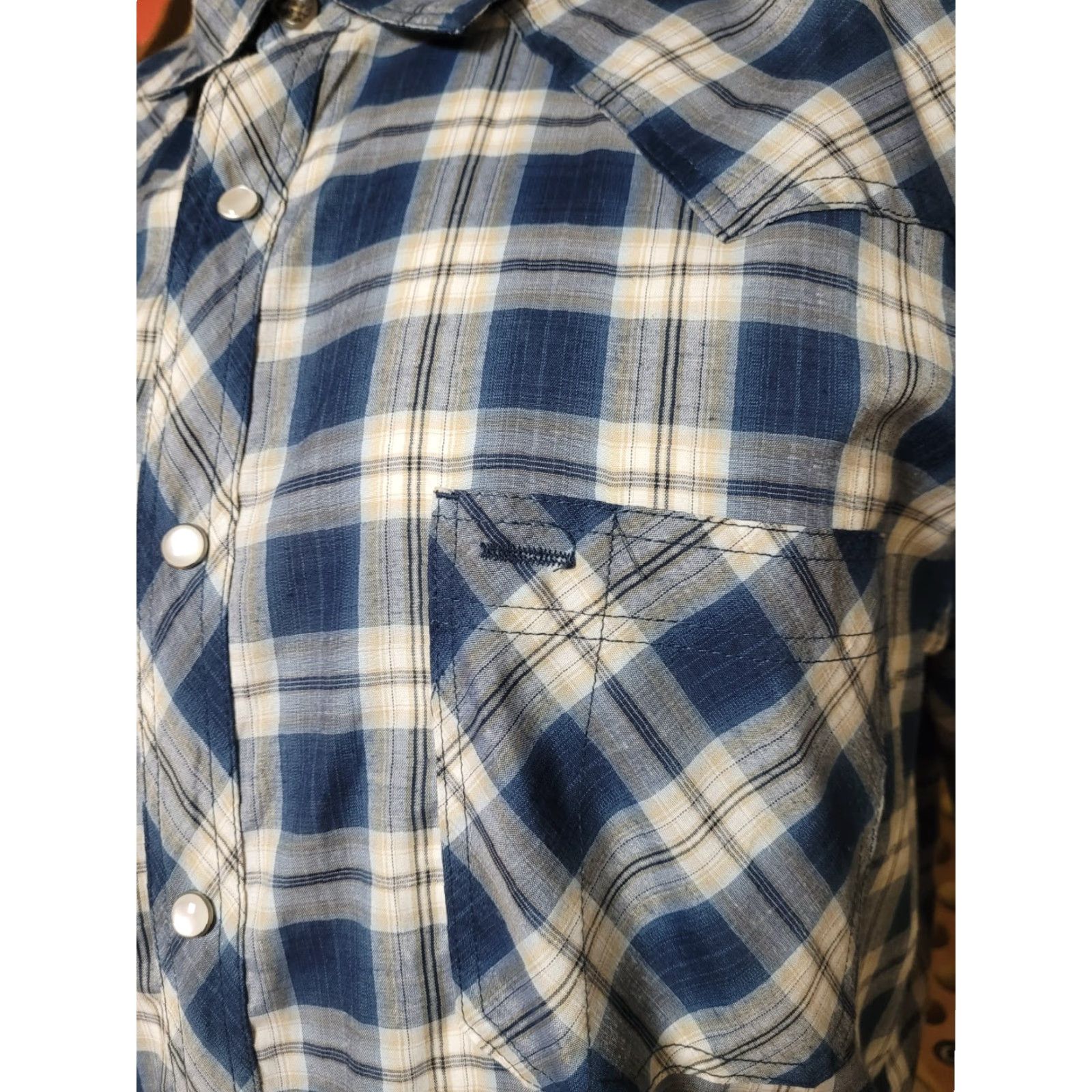 Vintage VINTAGE Guide Gear Shirt Western Short Sleeve Plaid Snap Button XL Blue Men Regular Shirt Size US XL / EU 56 / 4 - 2 Thumbnail