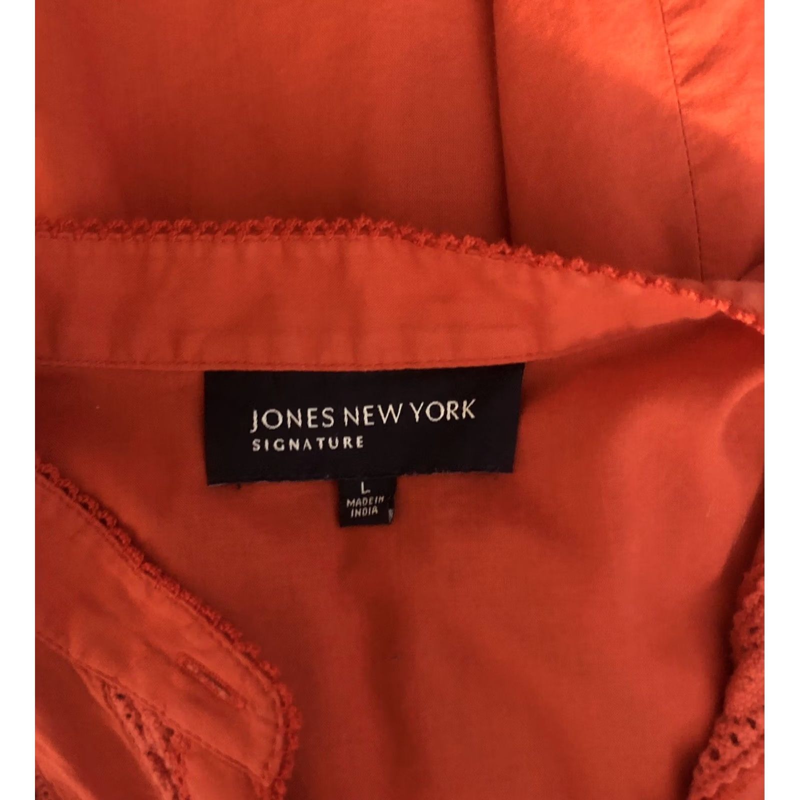 Jones New York Jones NY Top L Orange Short Sleeve Button Up Bobbin Lace Boho Cottage Peasant Size L / US 10 / IT 46 - 4 Thumbnail