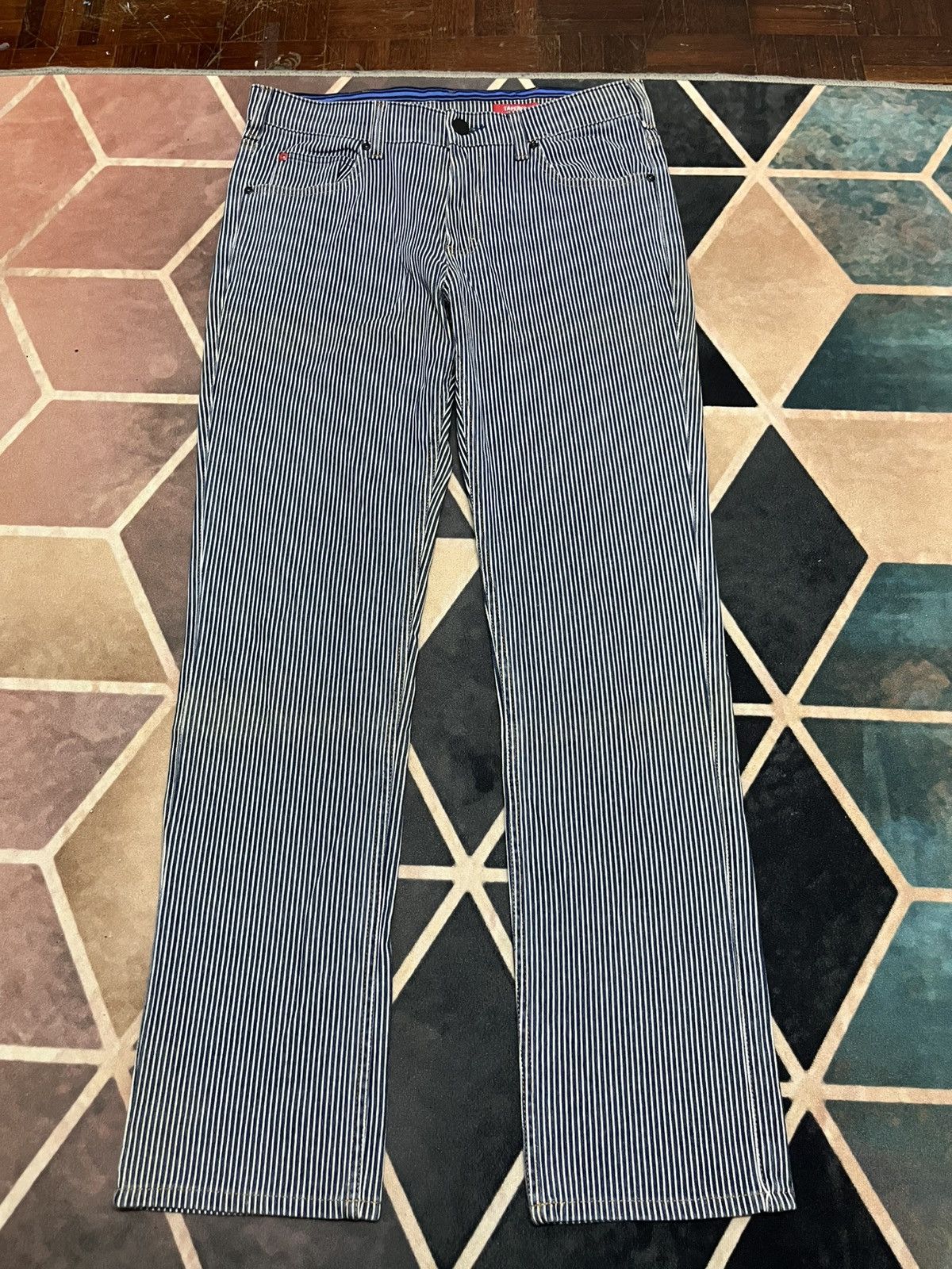 Japanese Brand Navy Raw Denim Worker Hickory Style Size US 34 / EU 50 - 3 Thumbnail