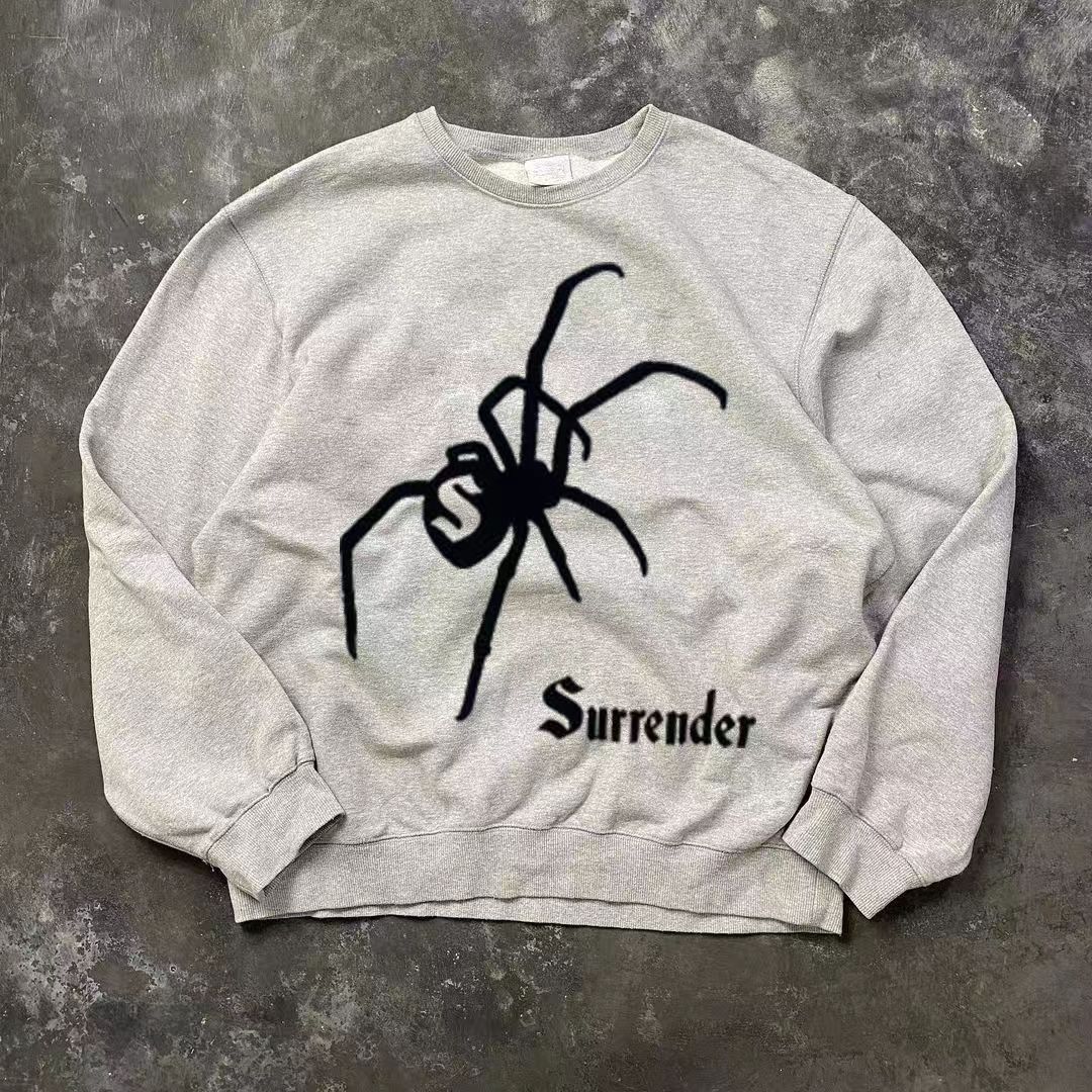 Designer × Japanese Brand Grey casual retro spider pattern cotton sweatshirt Size US L / EU 52-54 / 3 - 1 Thumbnail