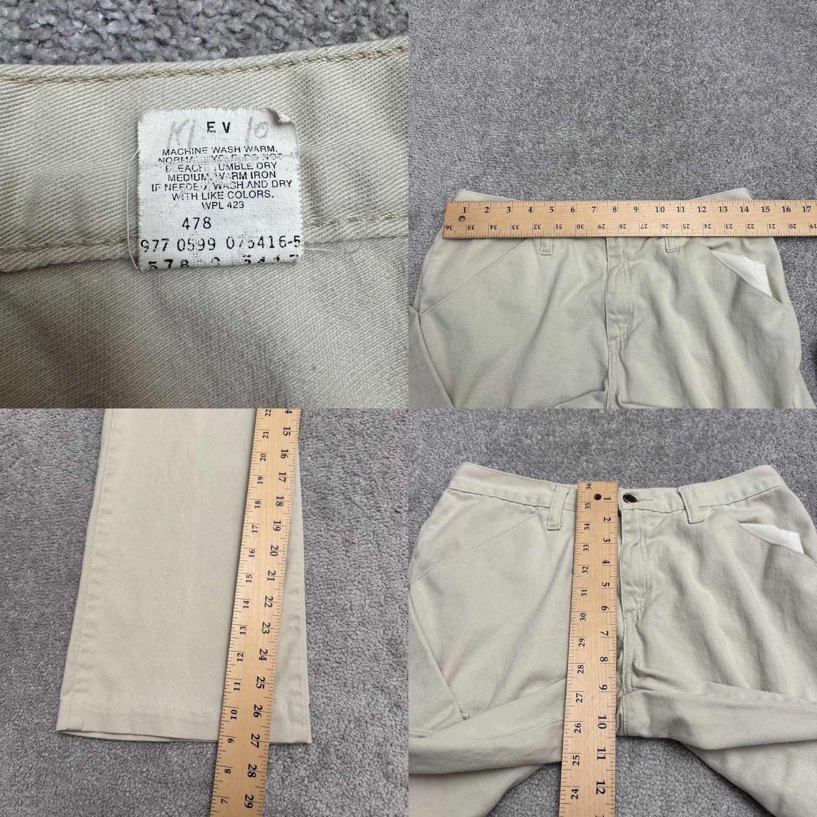 Levi's VINTAGE Levi's Cargo Pants Womens 9 Beige Flared 90s Retro Mid Rise Jeans Style Cotton Pant Size 30" / US 8 / IT 44 - 8 Thumbnail
