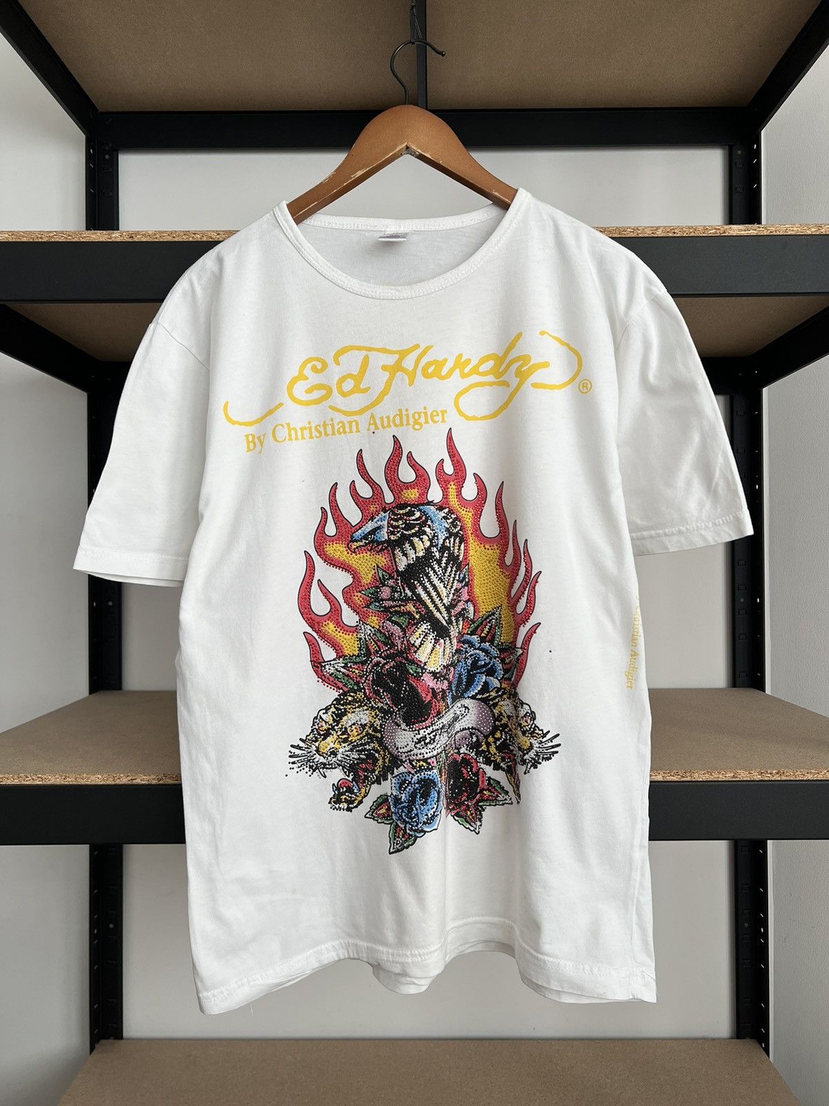 Ed Hardy Ed Hardy Christian Audigier Eagle Tattoo White T-shirt Size US L / EU 52-54 / 3 - 1 Thumbnail