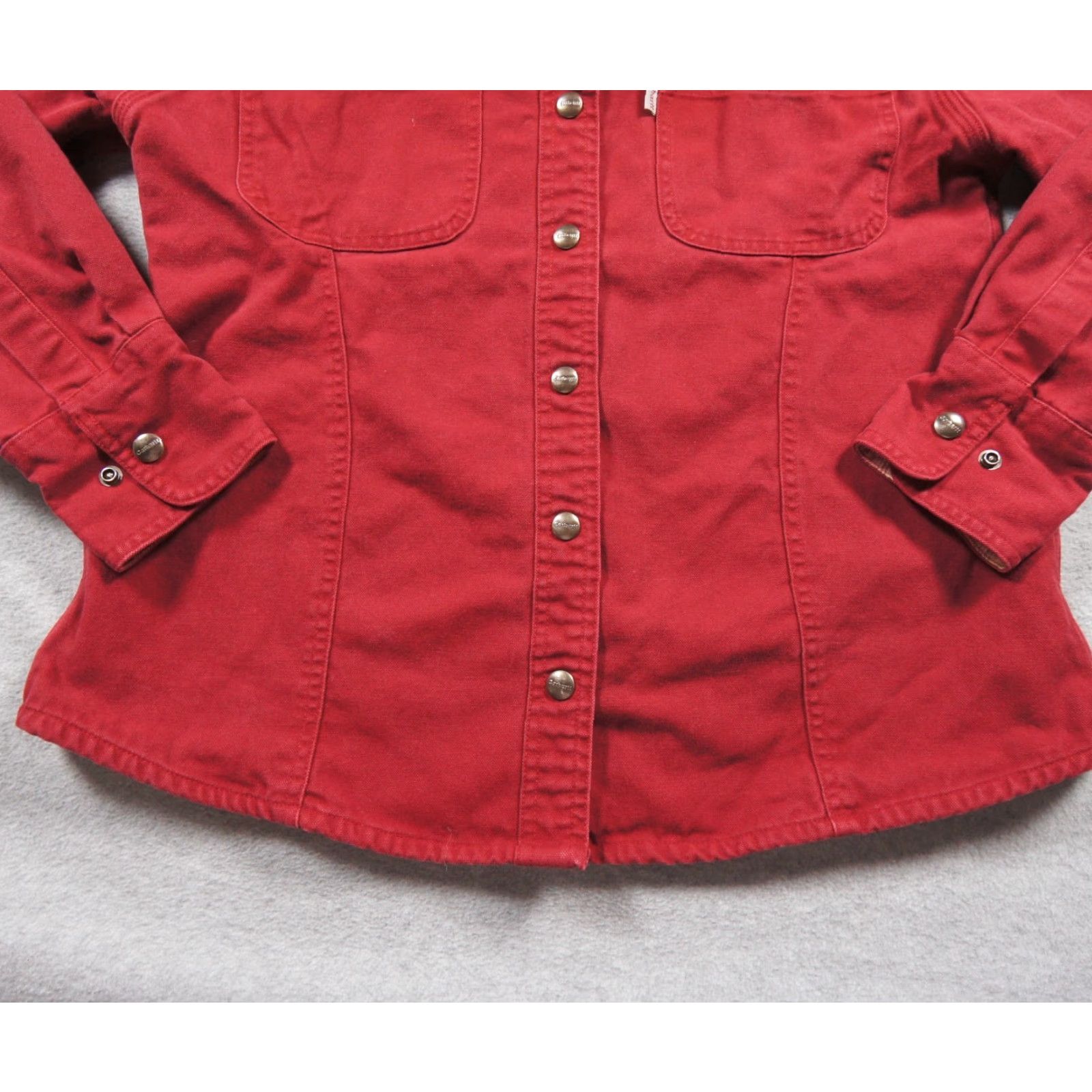 Carhartt VINTAGE Carhartt Shirt Womens Medium Red Canvas Button Down Snap Flannel Lined Ladies Size M / US 6-8 / IT 42-44 - 4 Thumbnail