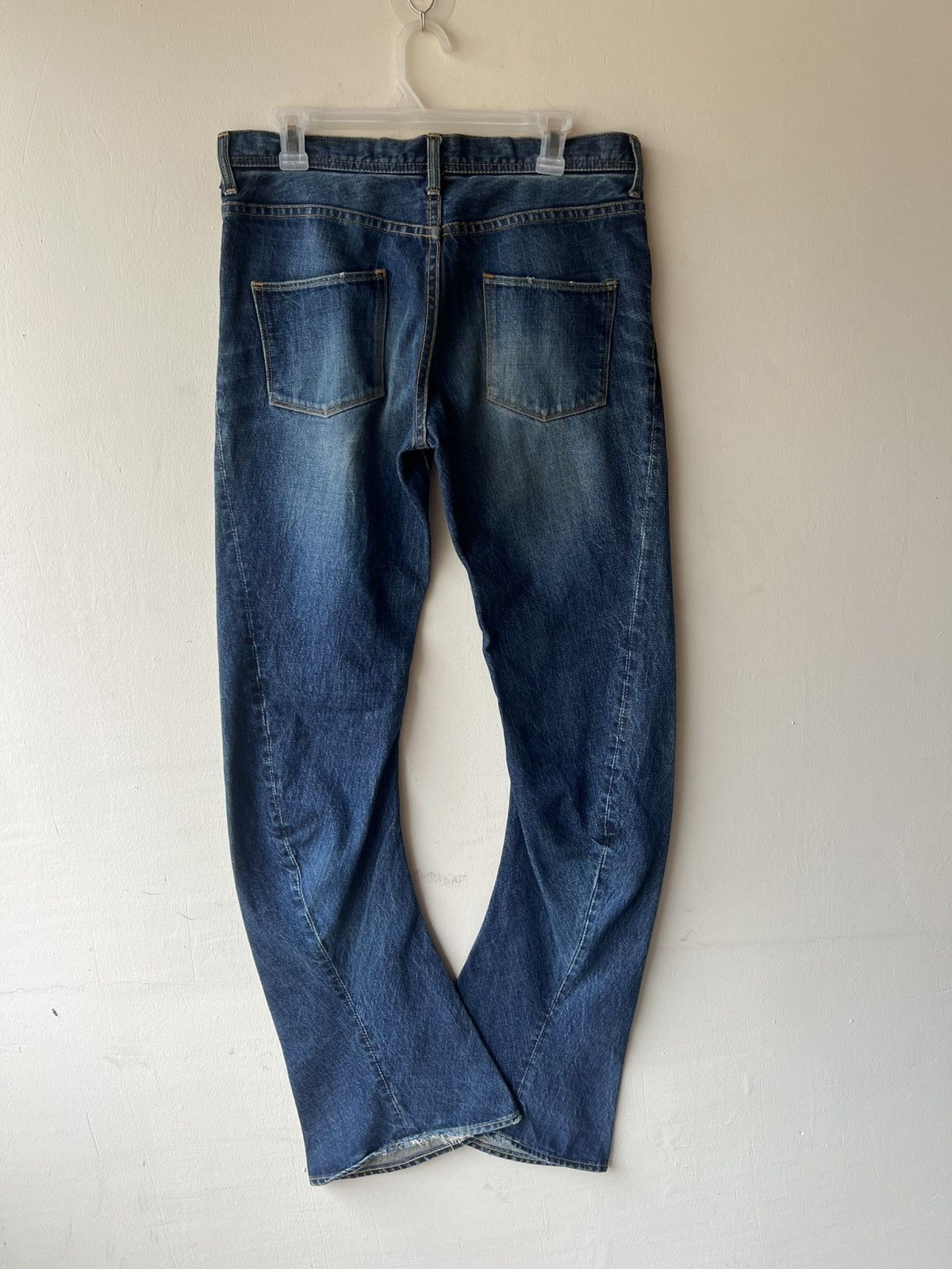 wjk WJK Curve Leg Distressed Aging Mud Denim Bootcut Jeans Size US 31 - 3 Thumbnail