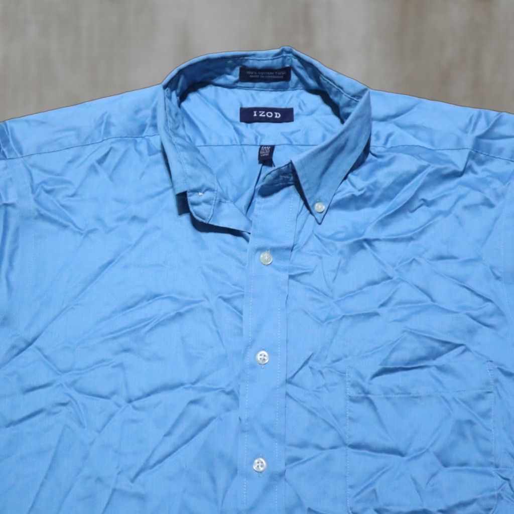 Izod IZOD Shirt Button-Down Long Sleeve Blue 16.5 32/33 Men Size Adult Button Up Mens Size US L / EU 52-54 / 3 - 1 Thumbnail