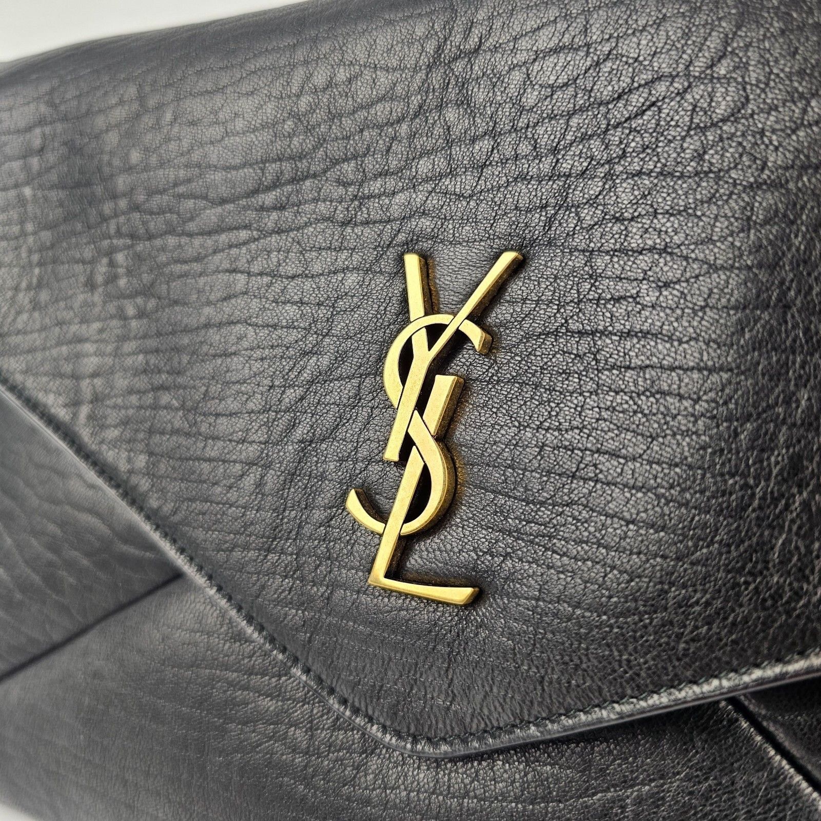 Saint Laurent Paris SAINT LAURENT Cassandre Large Black Leather Envelope Pouch B Size ONE SIZE - 4 Thumbnail